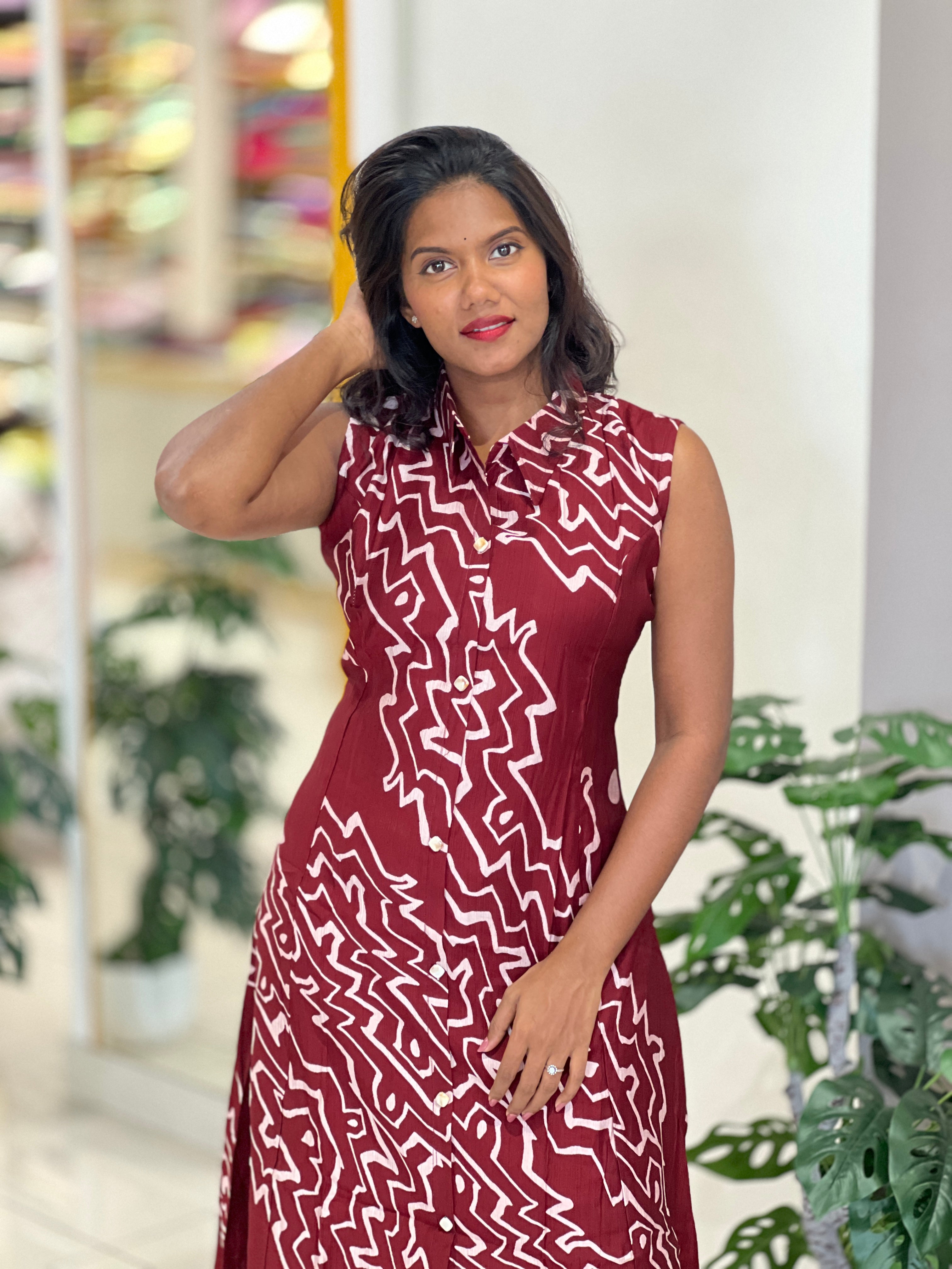 Geometric Print Patterned Rayon Kurta Set | YV108