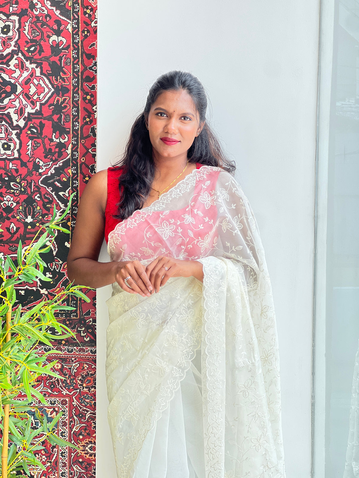 Embroidered Viscose Organza Saree | ZSS516