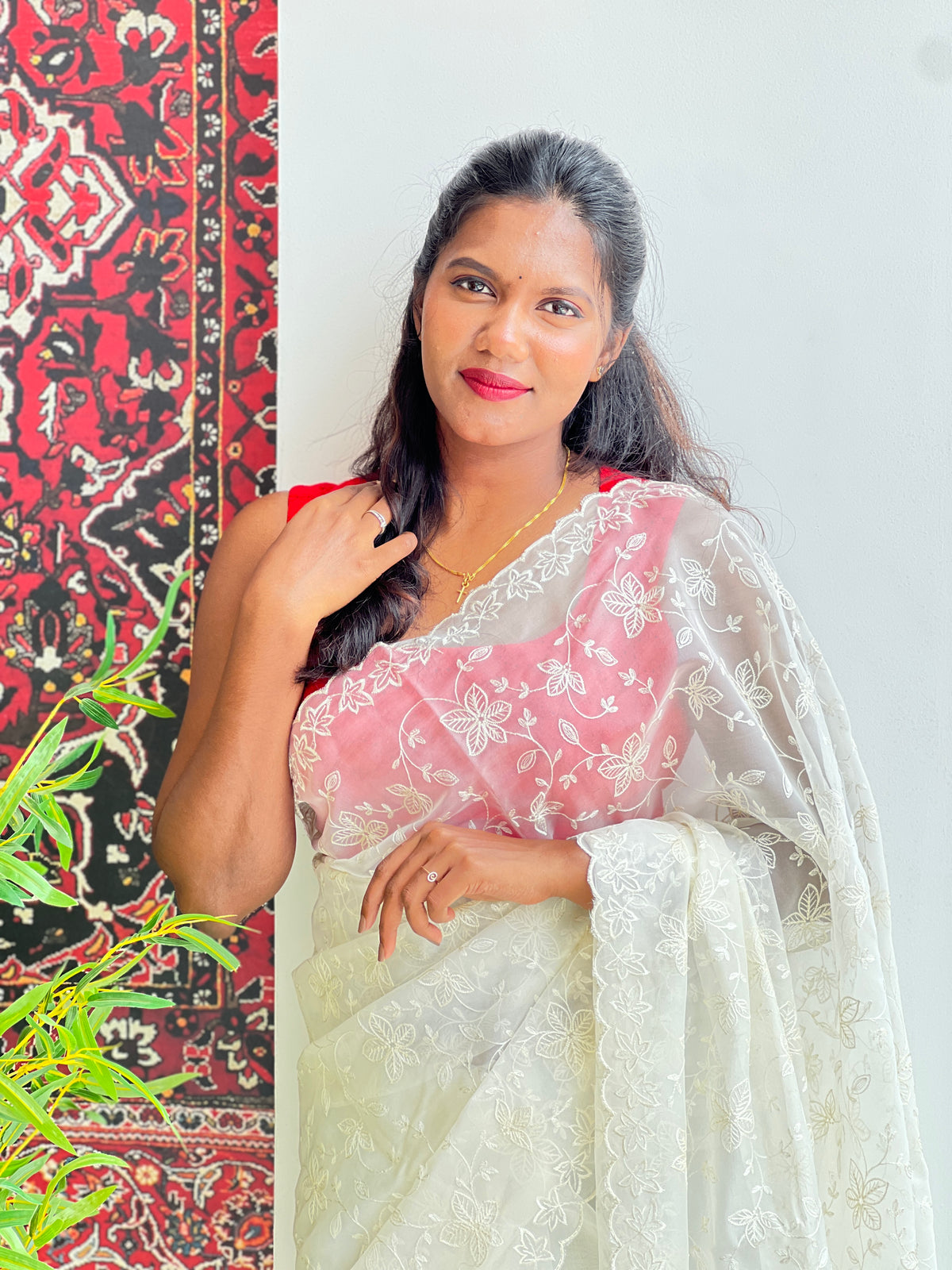 Embroidered Viscose Organza Saree | ZSS516
