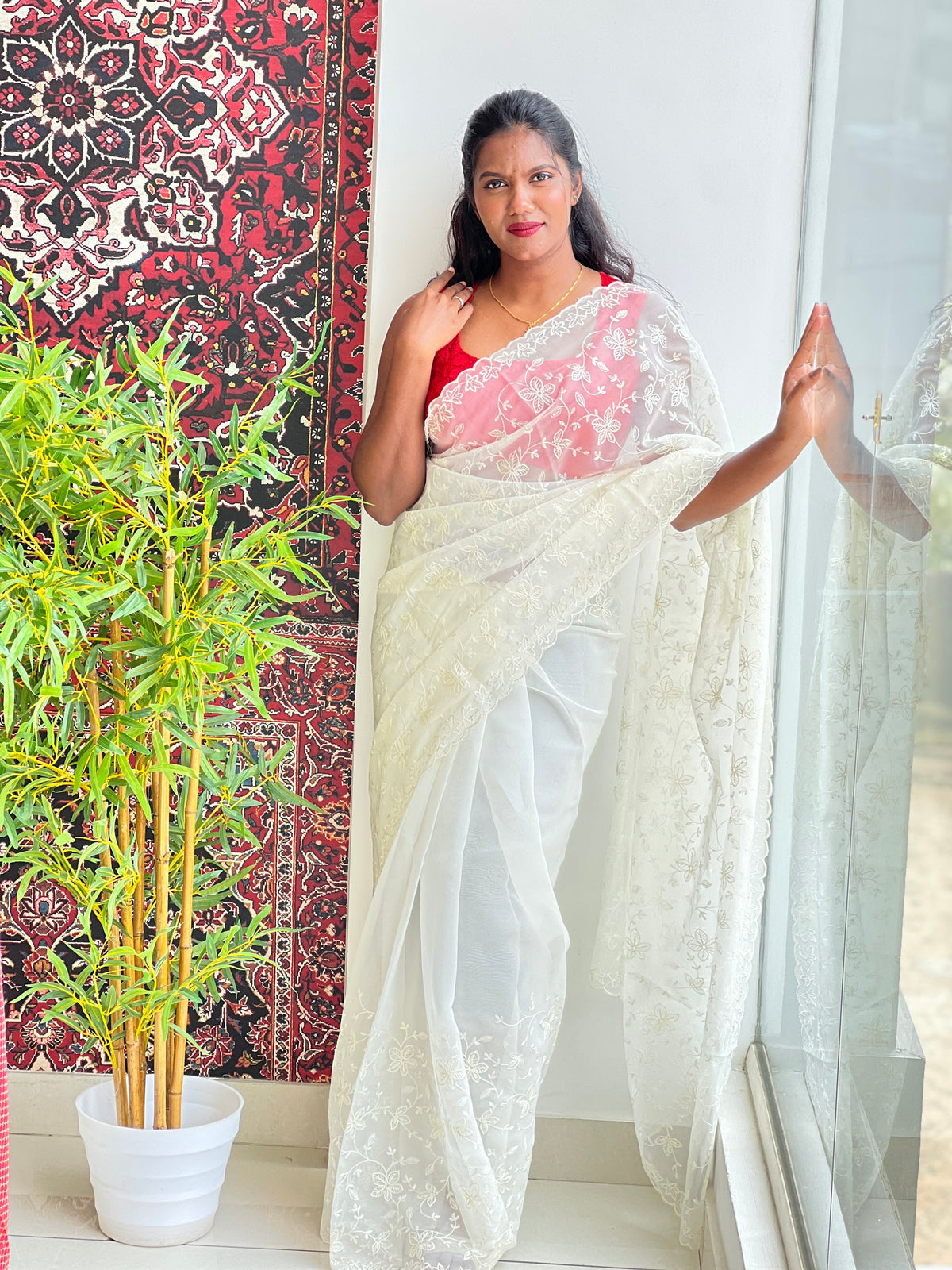 Embroidered Viscose Organza Saree | ZSS516