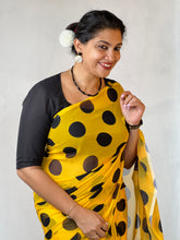 Polka Dot Patterned Georgette Saree | HT203