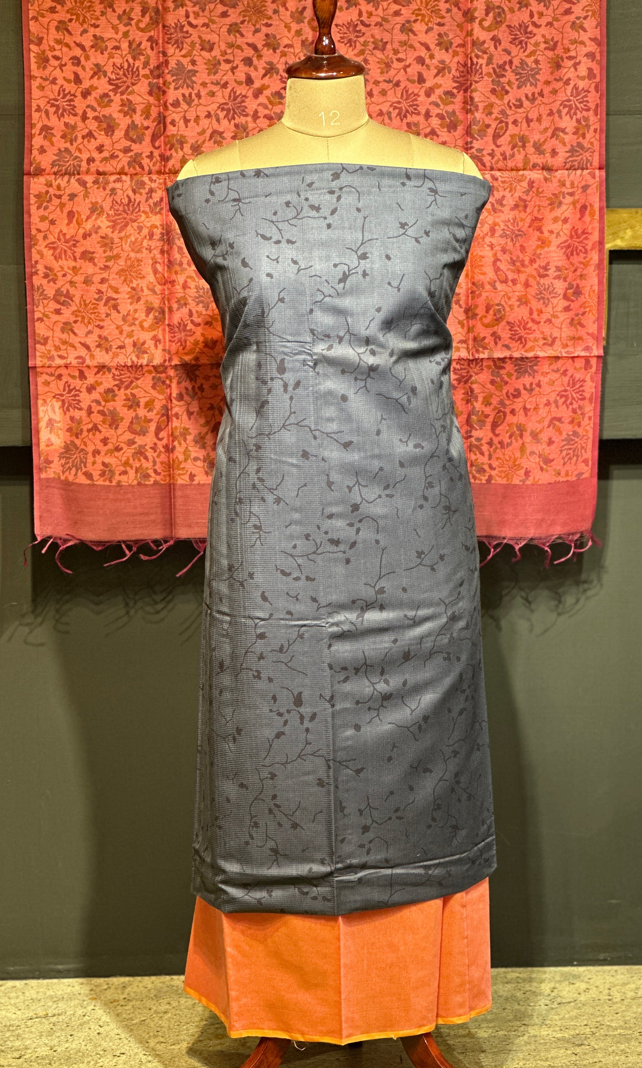 Floral Printed Semi Tussar Salwar Set | ACT1684