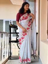 Computerized Machine Embroidery Pure Tussar Saree | SBS645