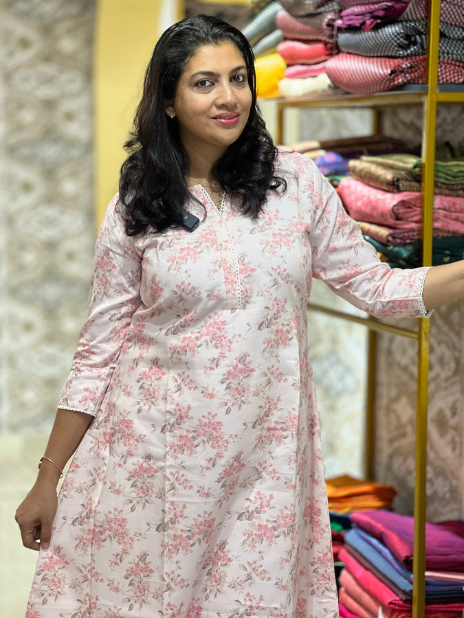 Floral Printed Cotton Kurta Material | DN753