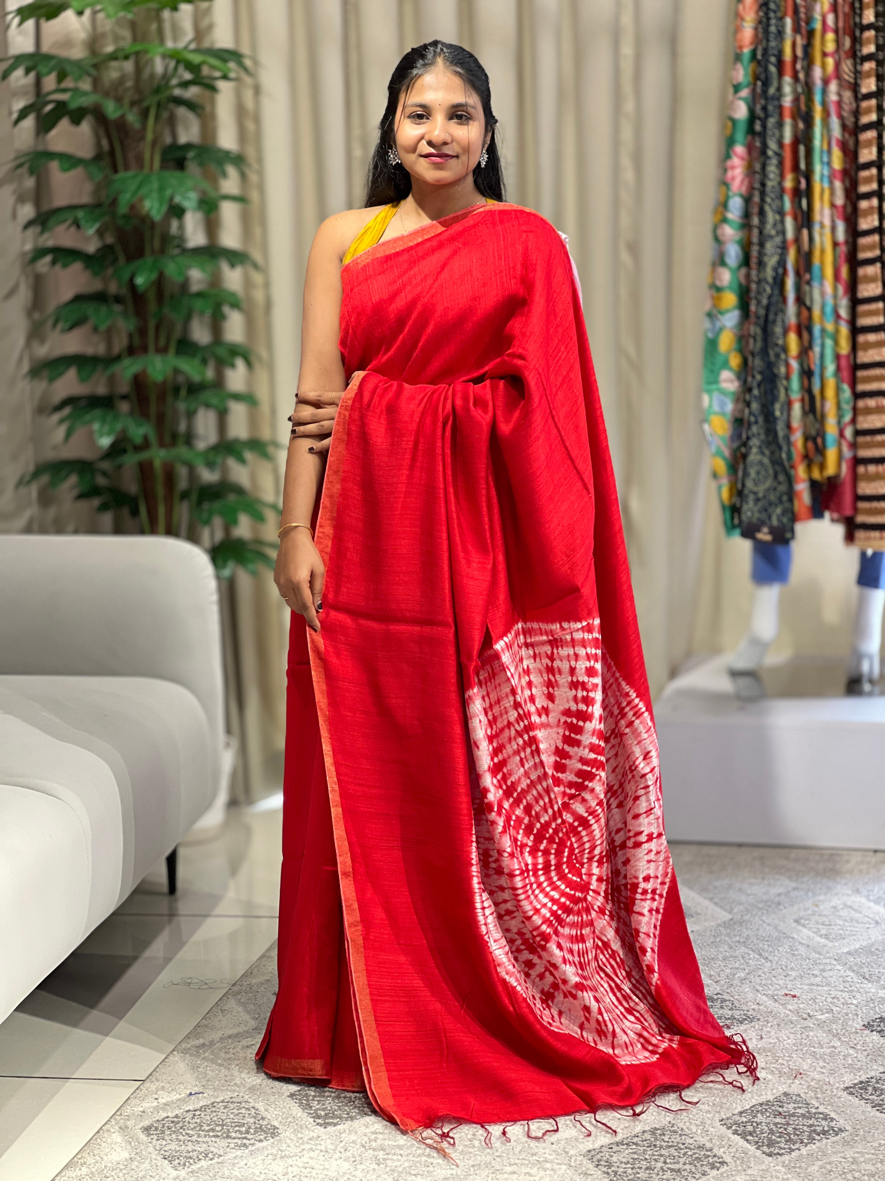 Hand Tie & Dye Detailed Jute Saree | RGD743