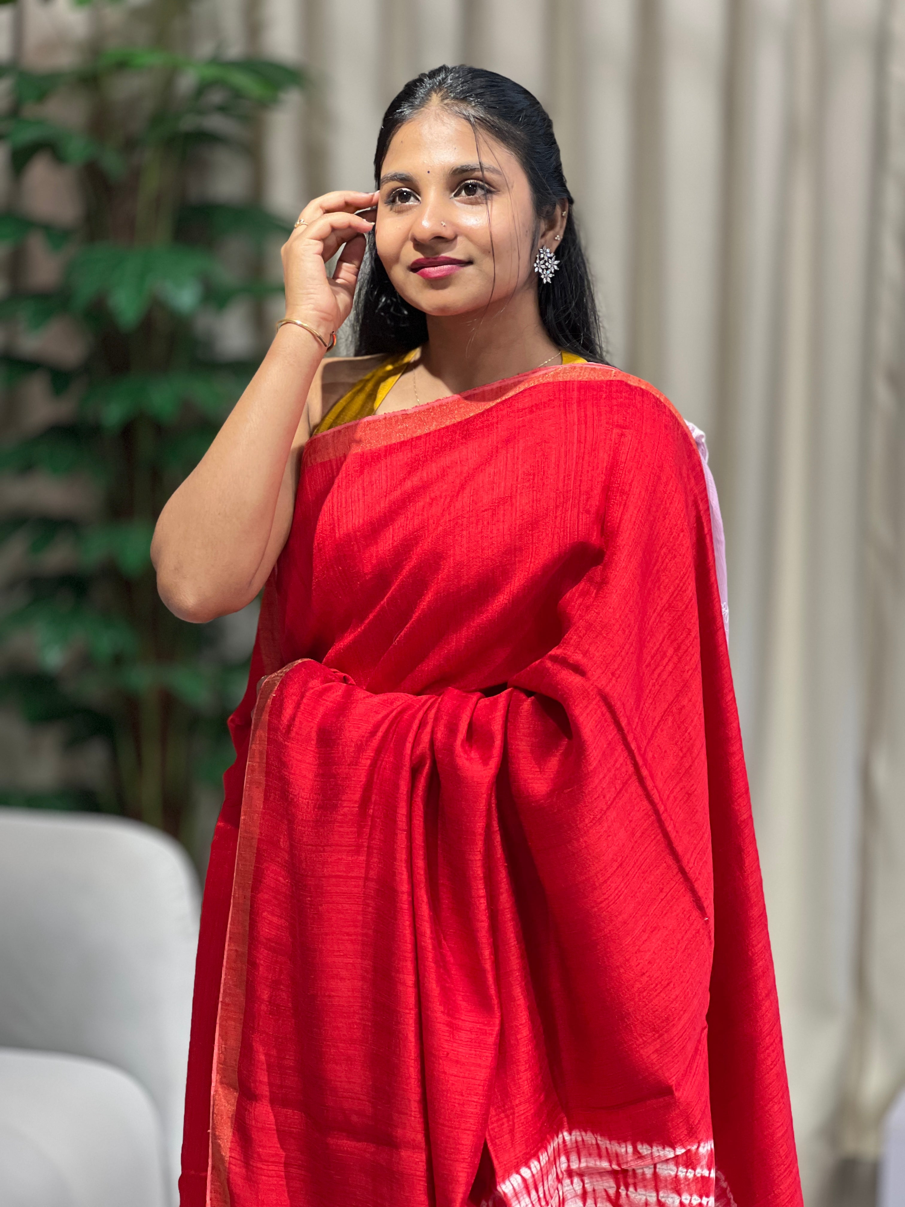 Hand Tie & Dye Detailed Jute Saree | RGD743