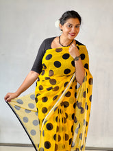 Polka Dot Patterned Georgette Saree | HT203