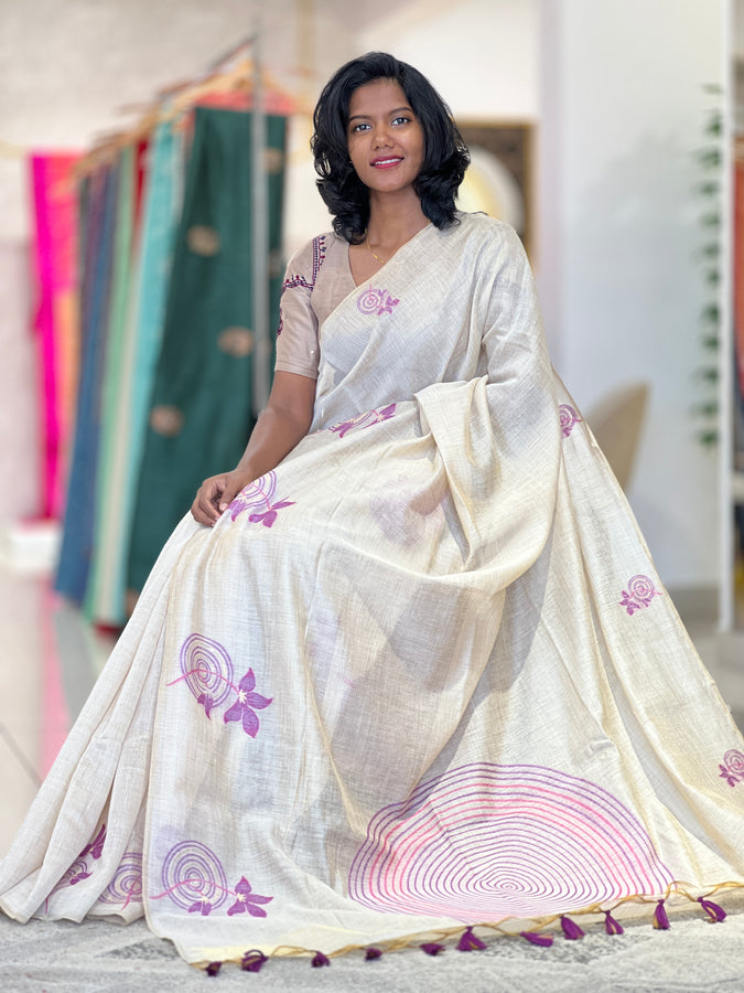 Jamdani Weaving Patterned Cotton Blend Saree | BLD875