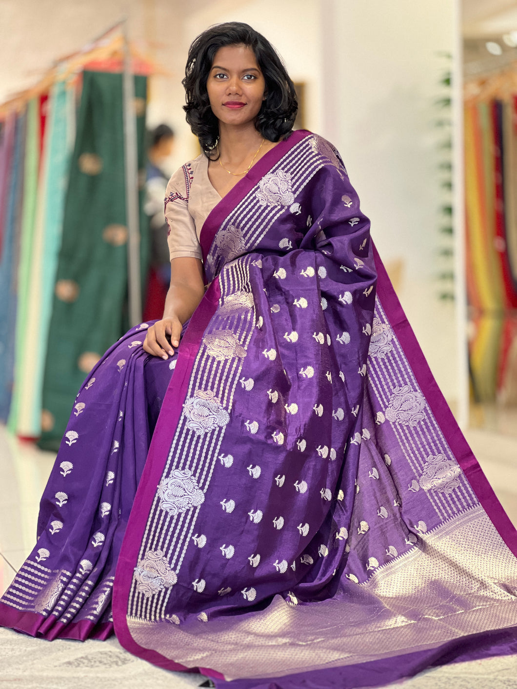 Light Golden Zari Woven Chanderi Saree | NN223