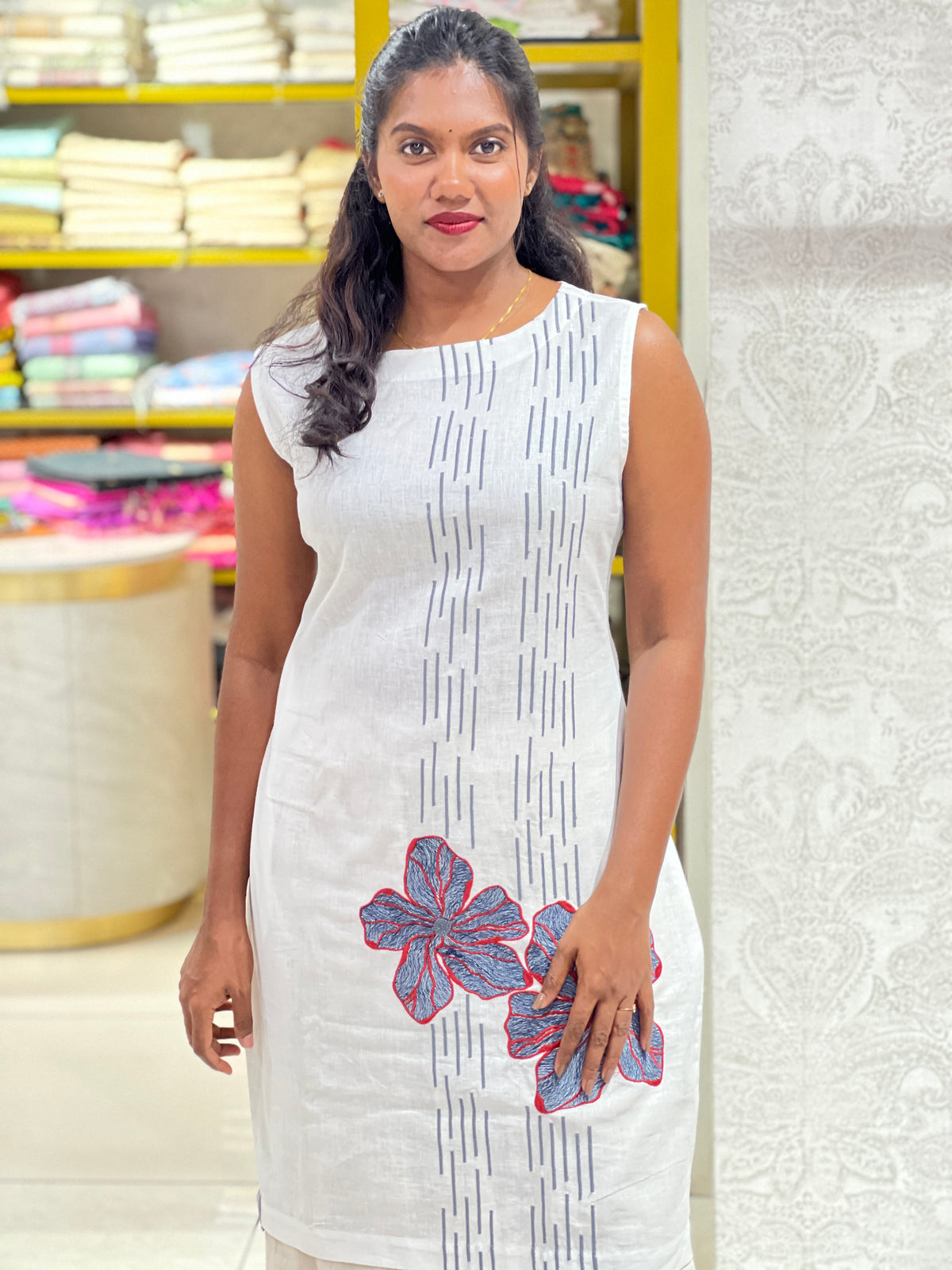 Embroidered Linen Cotton Short Kurta | PGI163