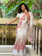 Floral Print Design Linen Saree | SHF150