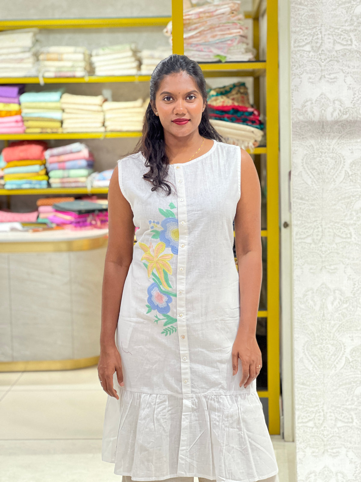 Embroidered Linen Cotton Short Kurta | PGI134