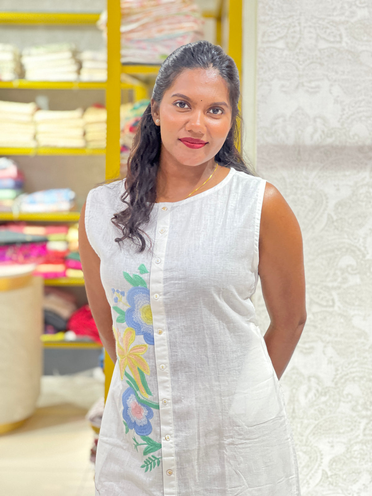 Embroidered Linen Cotton Short Kurta | PGI134