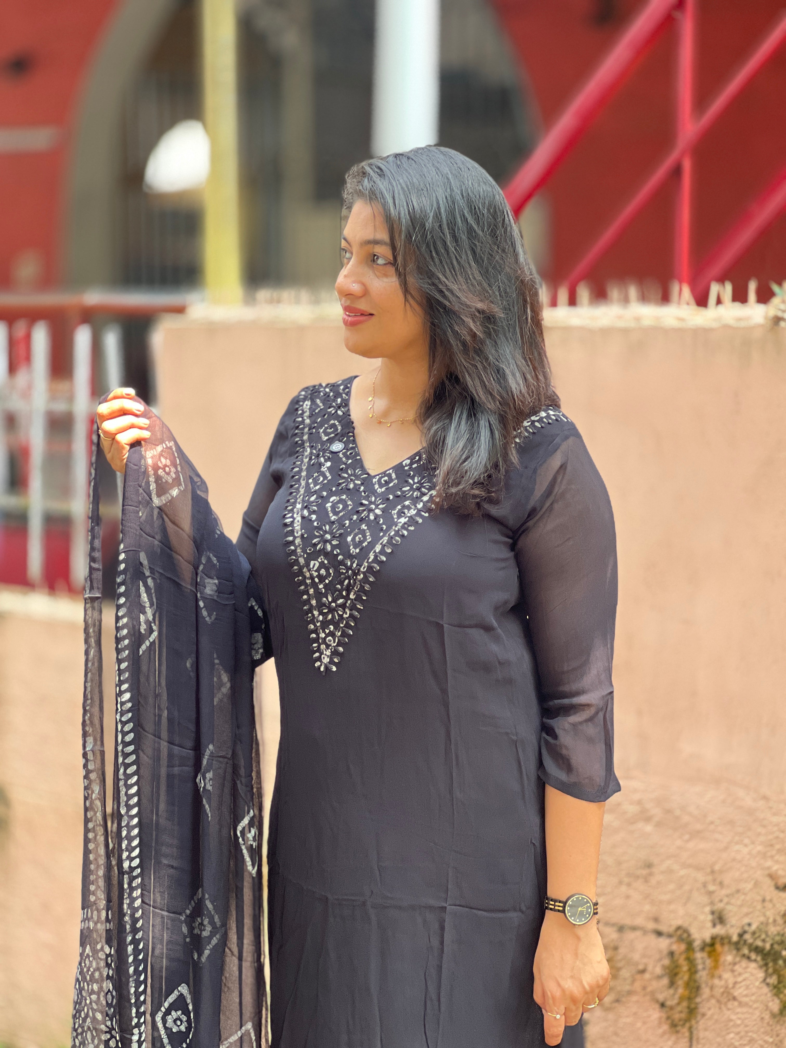 Hand Batik Printed Georgette Kurta Set | SLM143