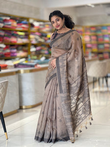 Linen Finish Saree With Jamdani Weaving Style | BLD878