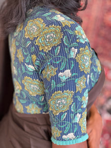 Kantha & Floral Detailed Cotton Stitched Blouse | IT154