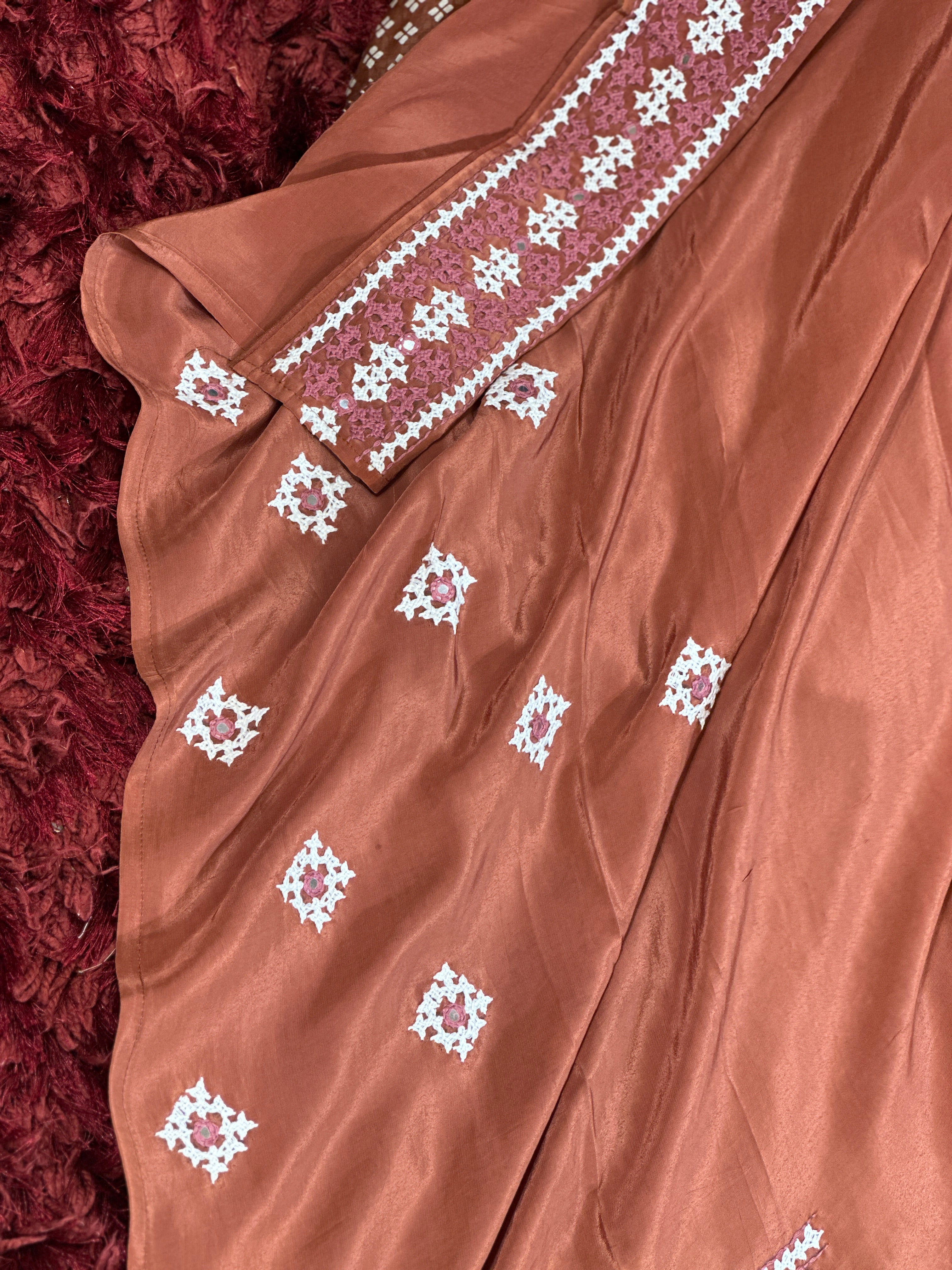 Kutchwork Embroidery organza saree   | SBS896