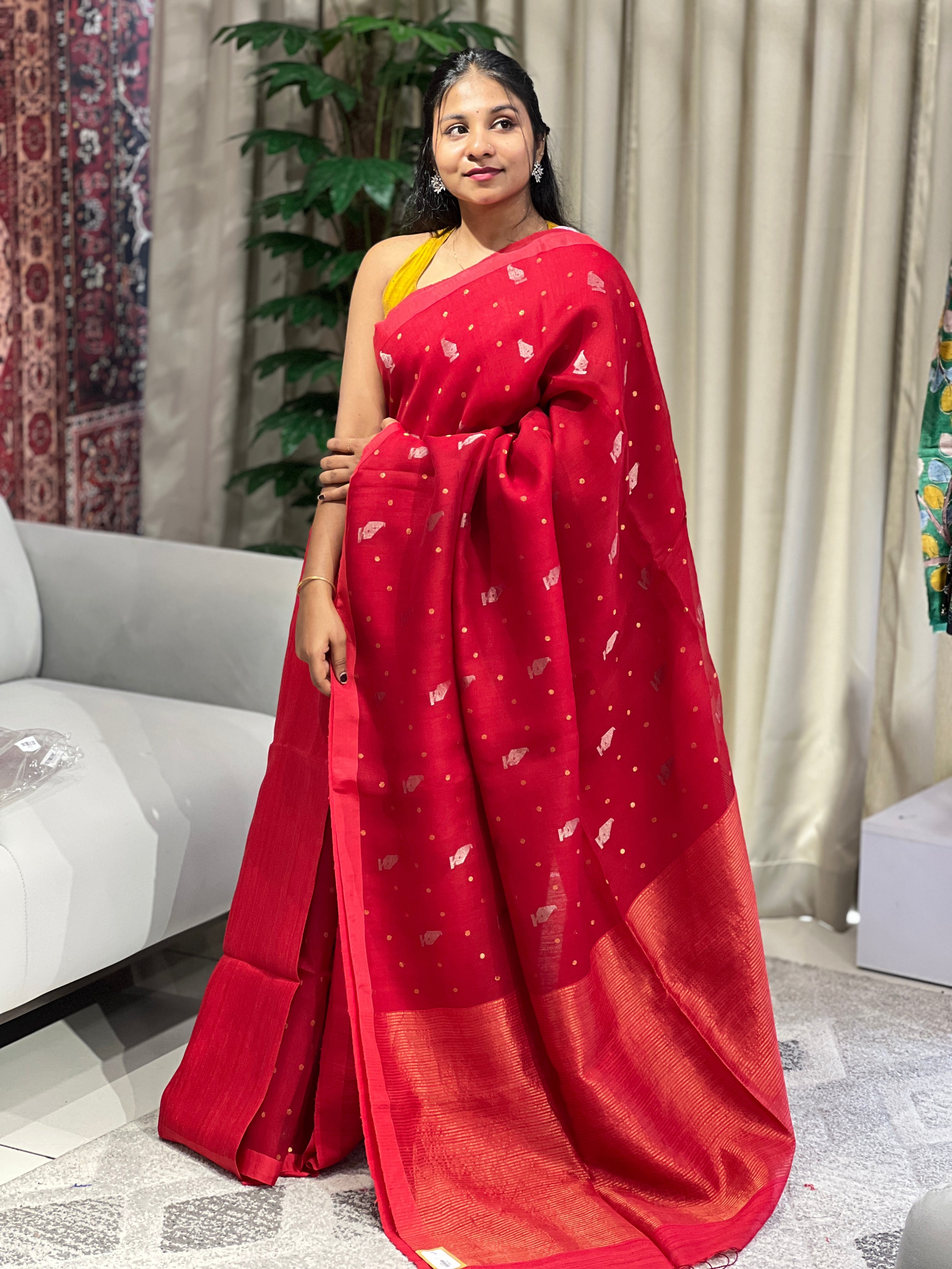 Butta Woven Organza - Matka Jute Saree | RGD740