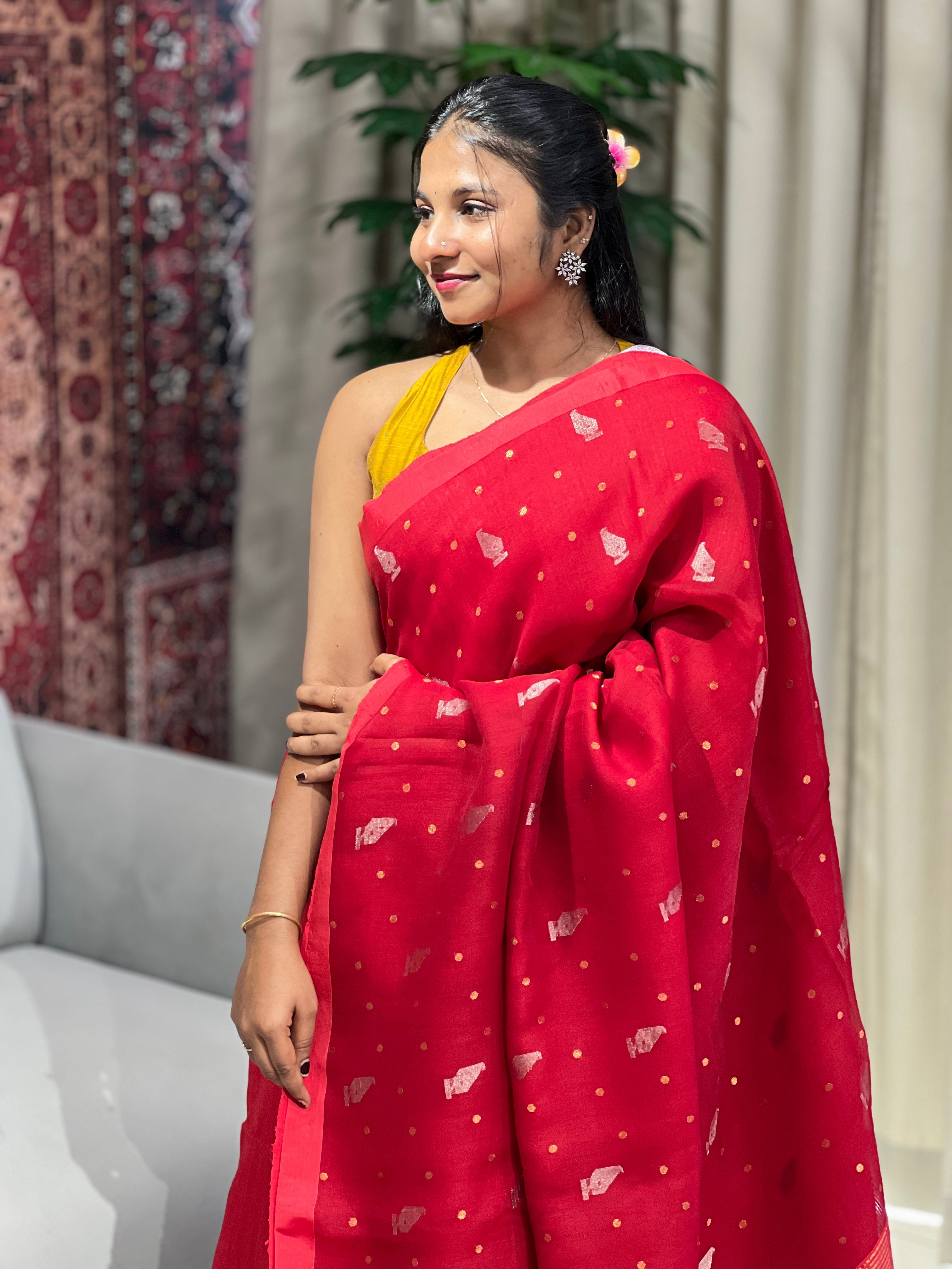 Butta Woven Organza - Matka Jute Saree | RGD740