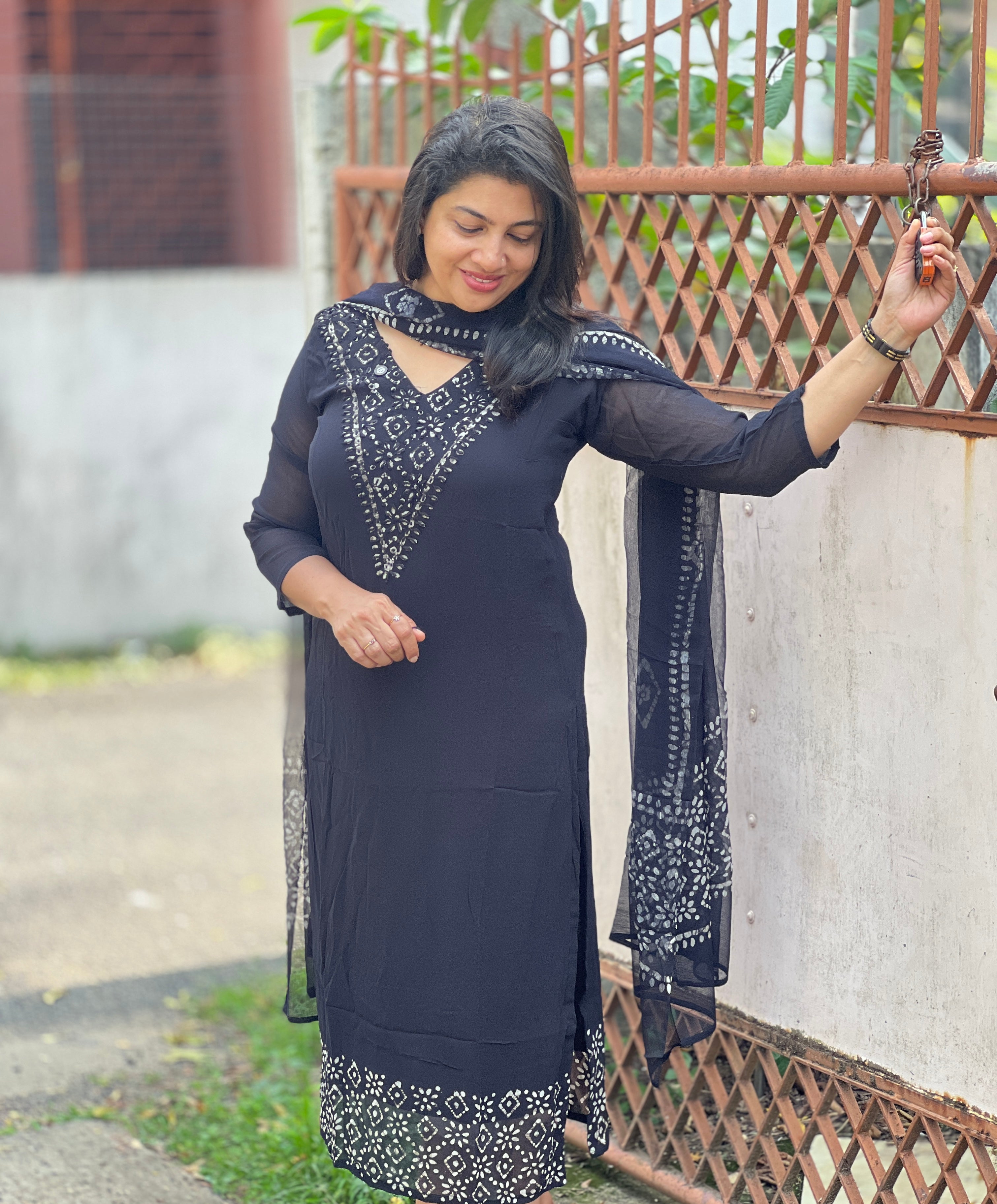 Hand Batik Printed Georgette Kurta Set | SLM143