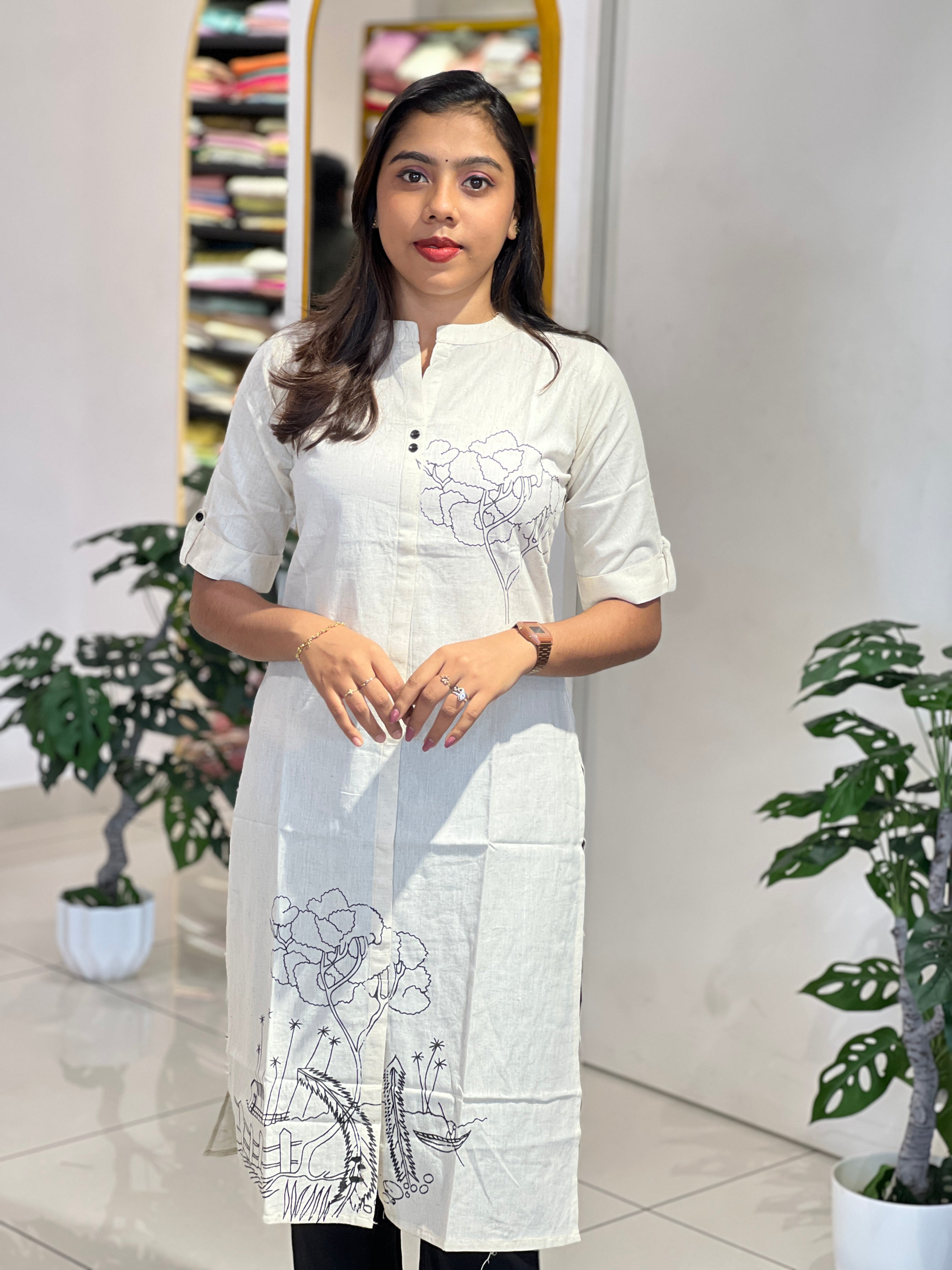 Printed Linen Cotton kurta | YV135