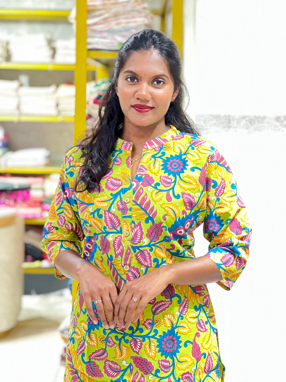Floral Printed Pattern Cotton Kurta | RMLA379