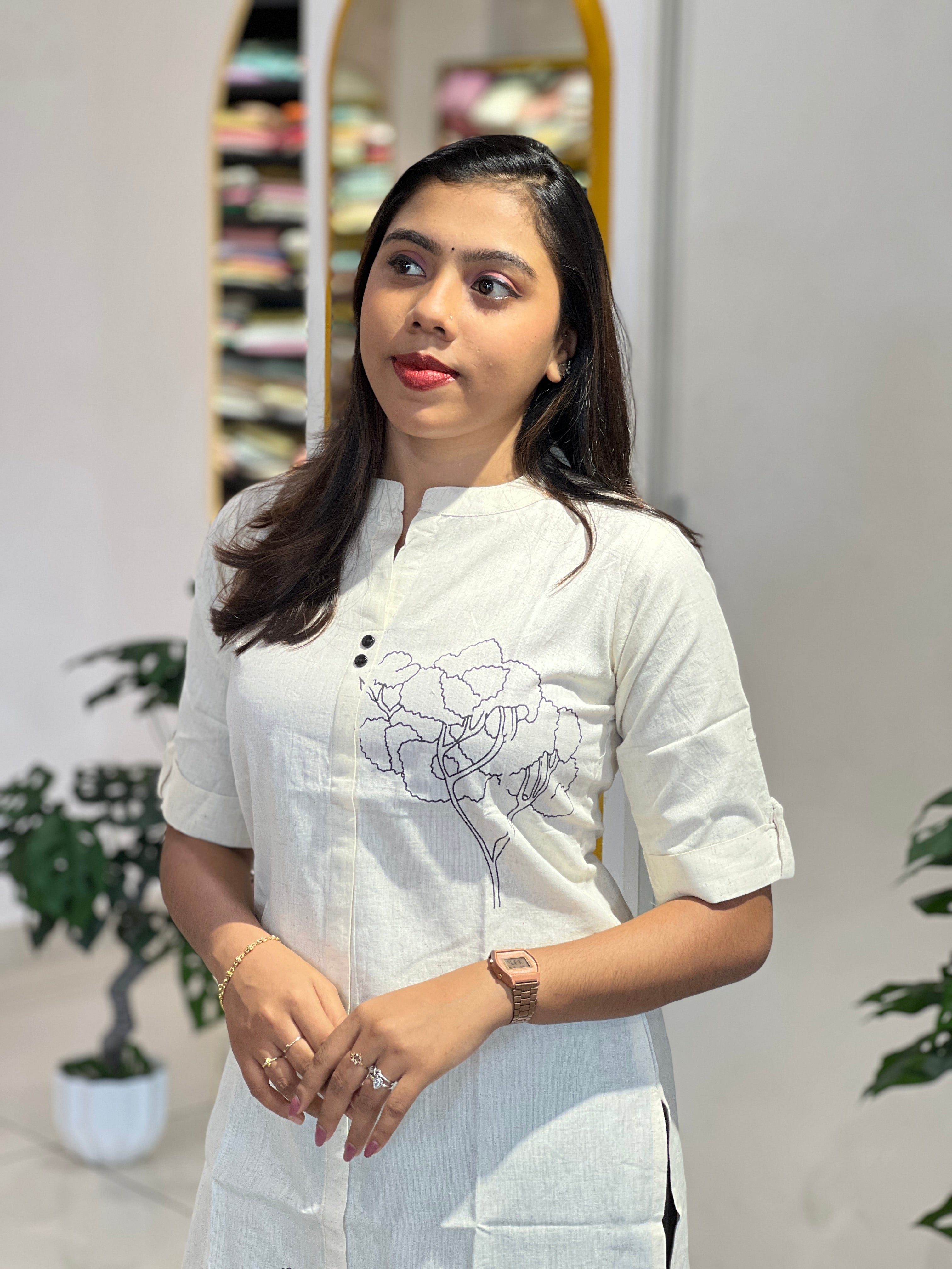 Printed Linen Cotton kurta | YV135