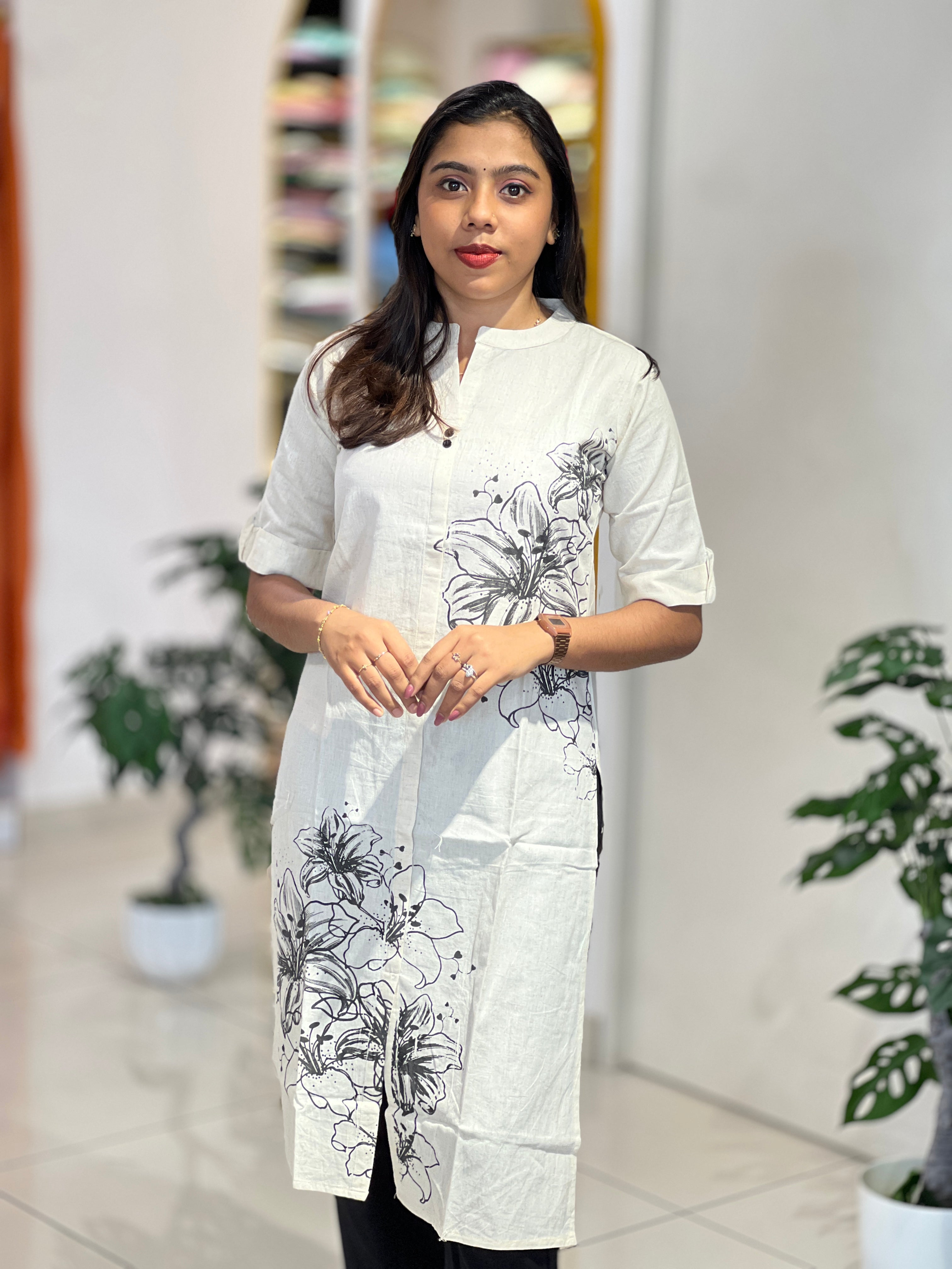 Printed Linen Cotton kurta | YV136