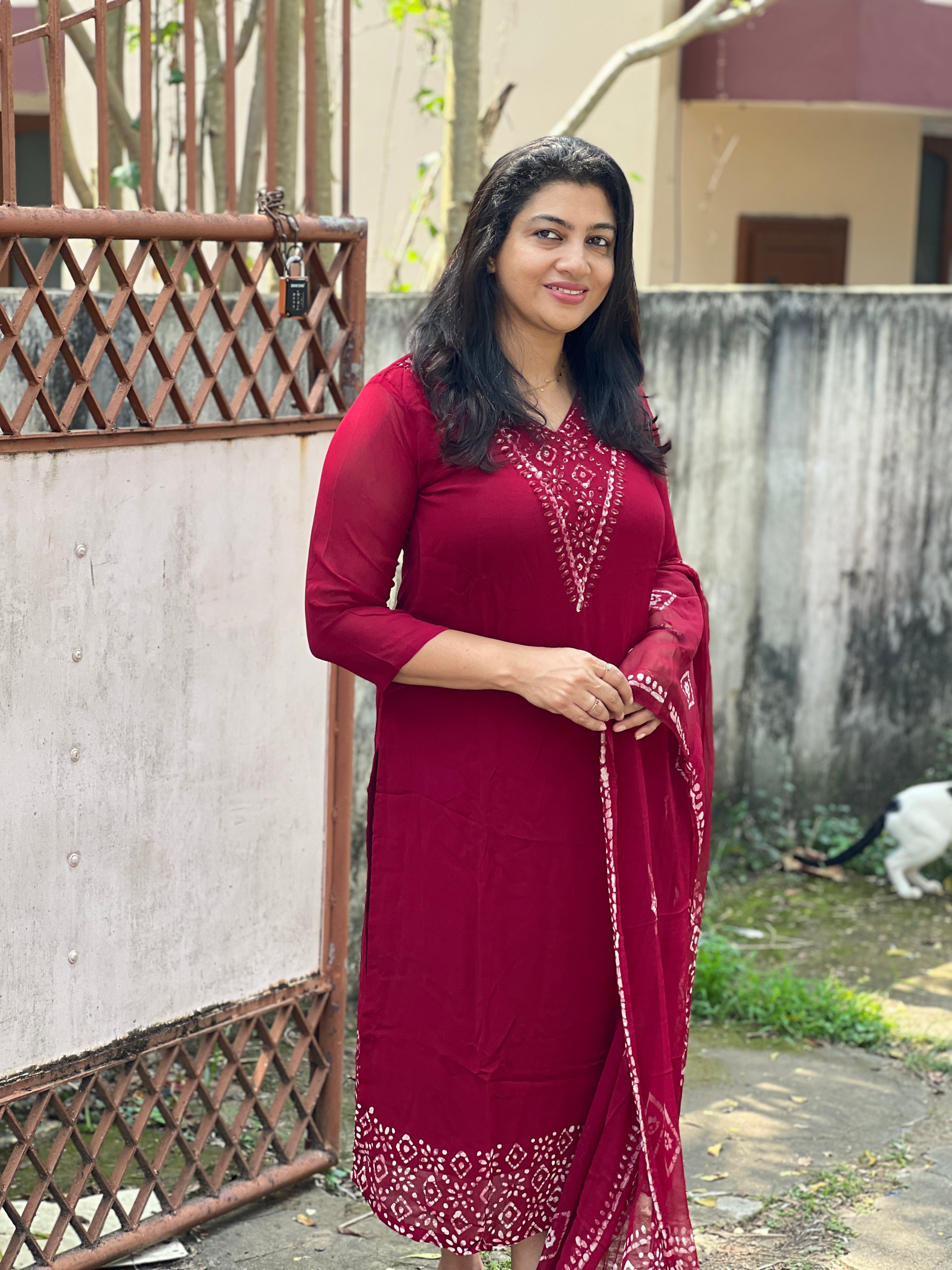 Hand Batik Printed Georgette Kurta Set | SLM144