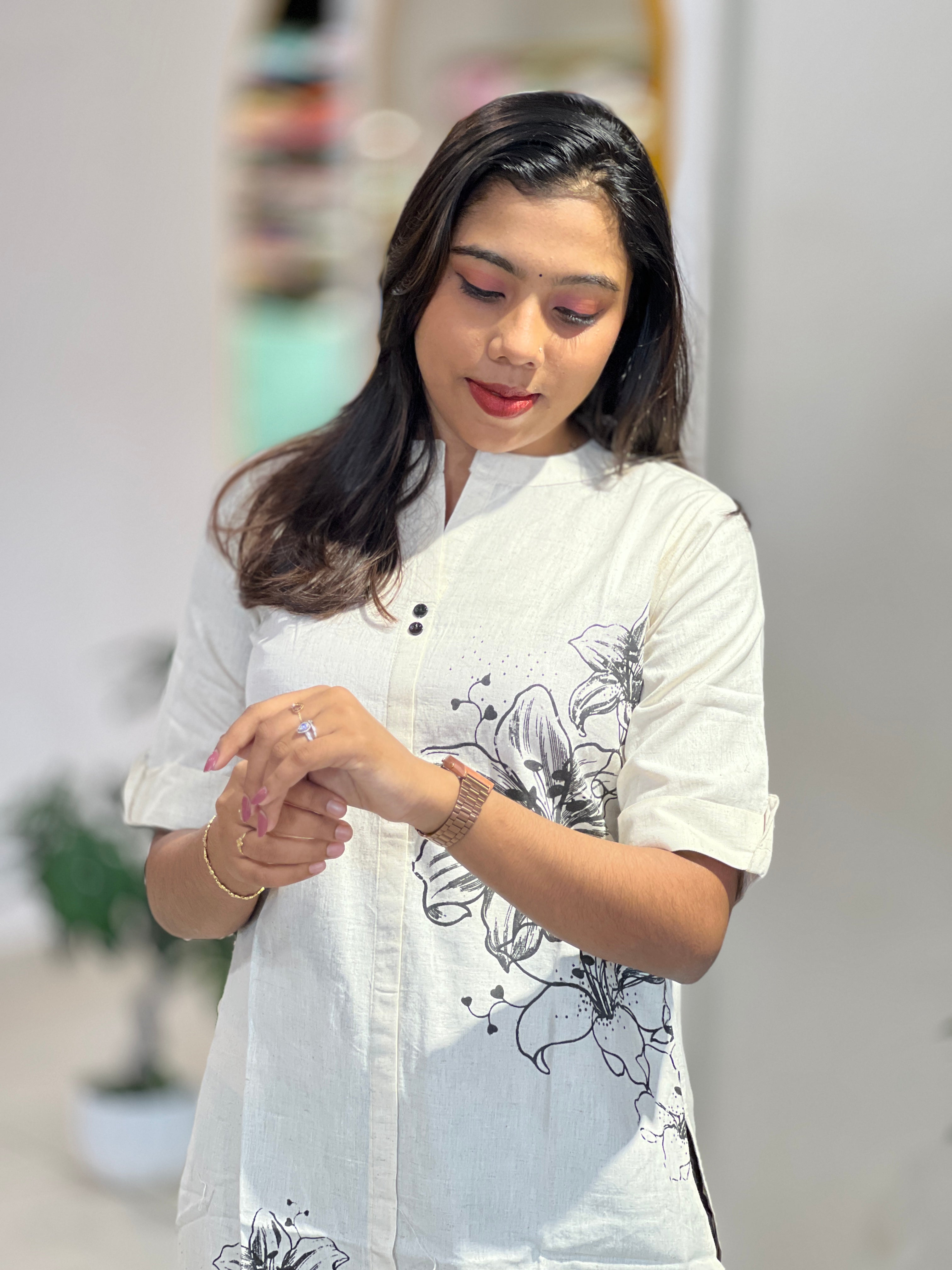 Printed Linen Cotton kurta | YV136