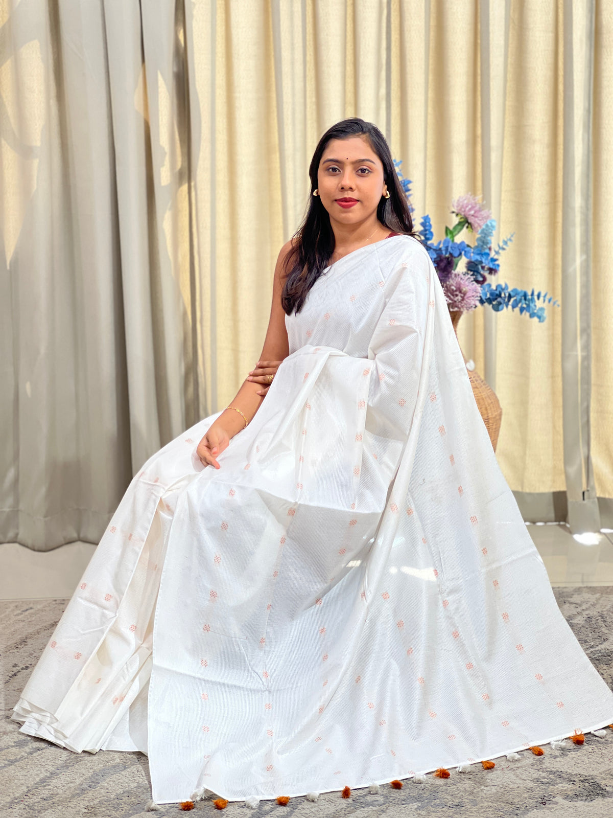 Golden Zari Woven Design Bhagalpuri Linen Saree | NHH636