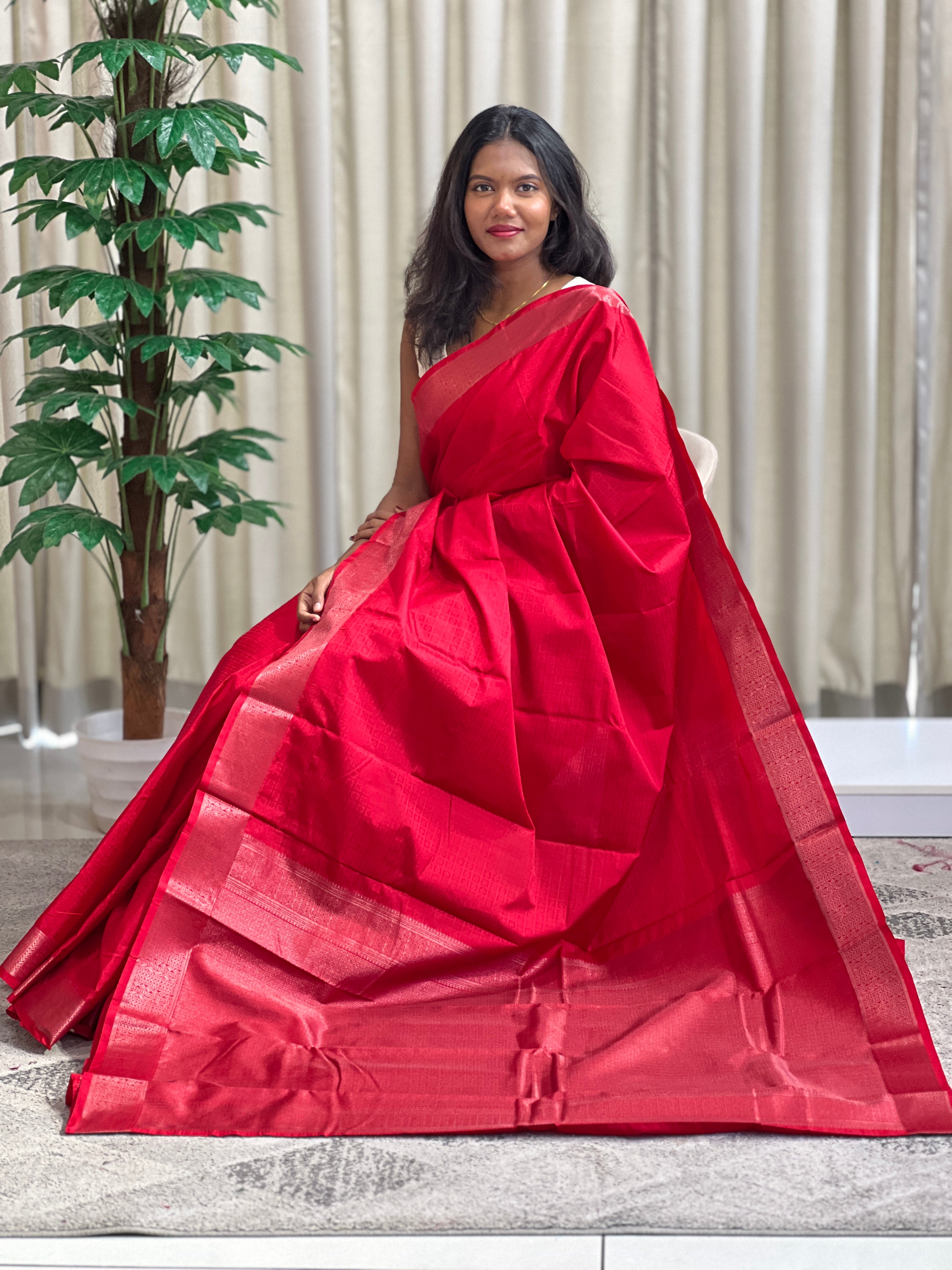 Embossed Weaved Pattern Semi  Soft Silk Saree | SEN154