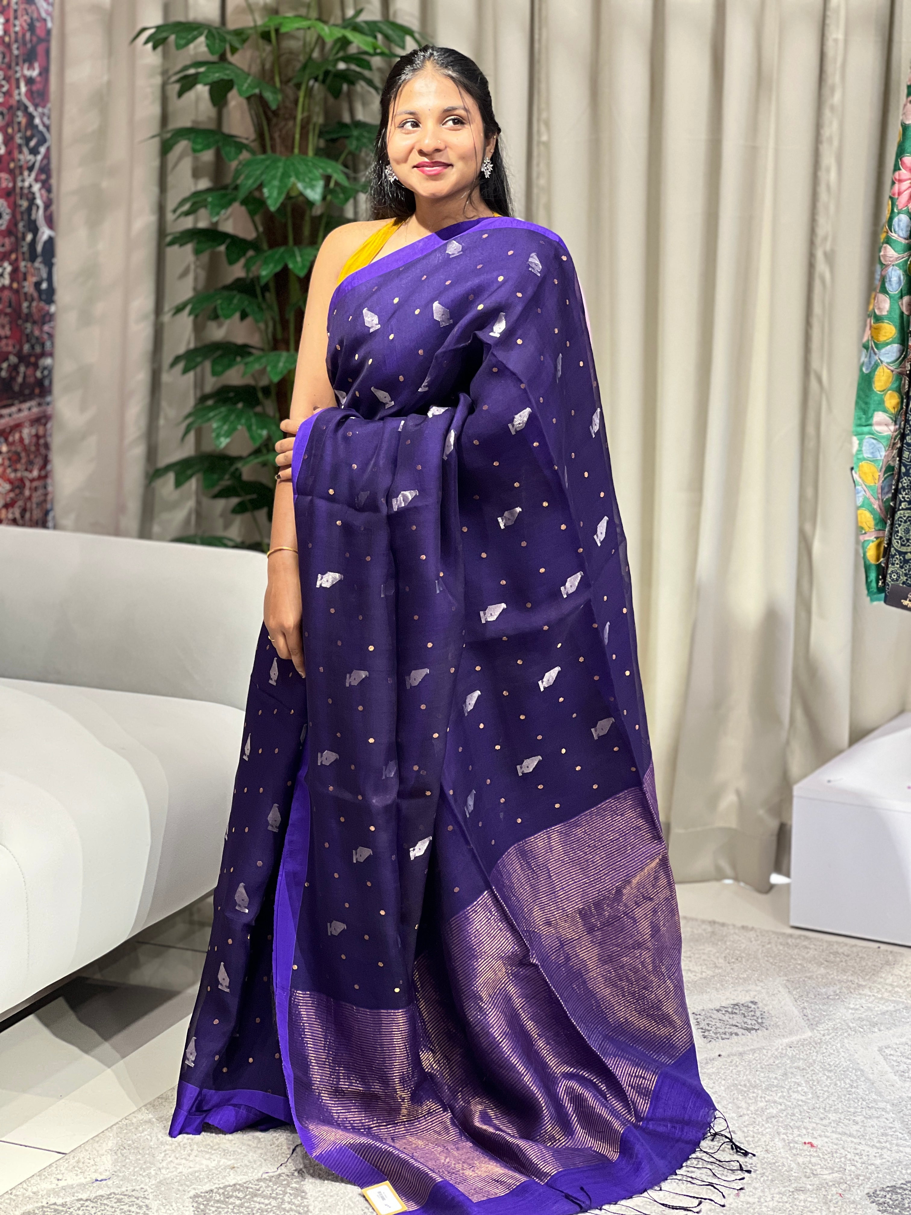 Butta Woven Organza - Matka Jute Saree | RGD741