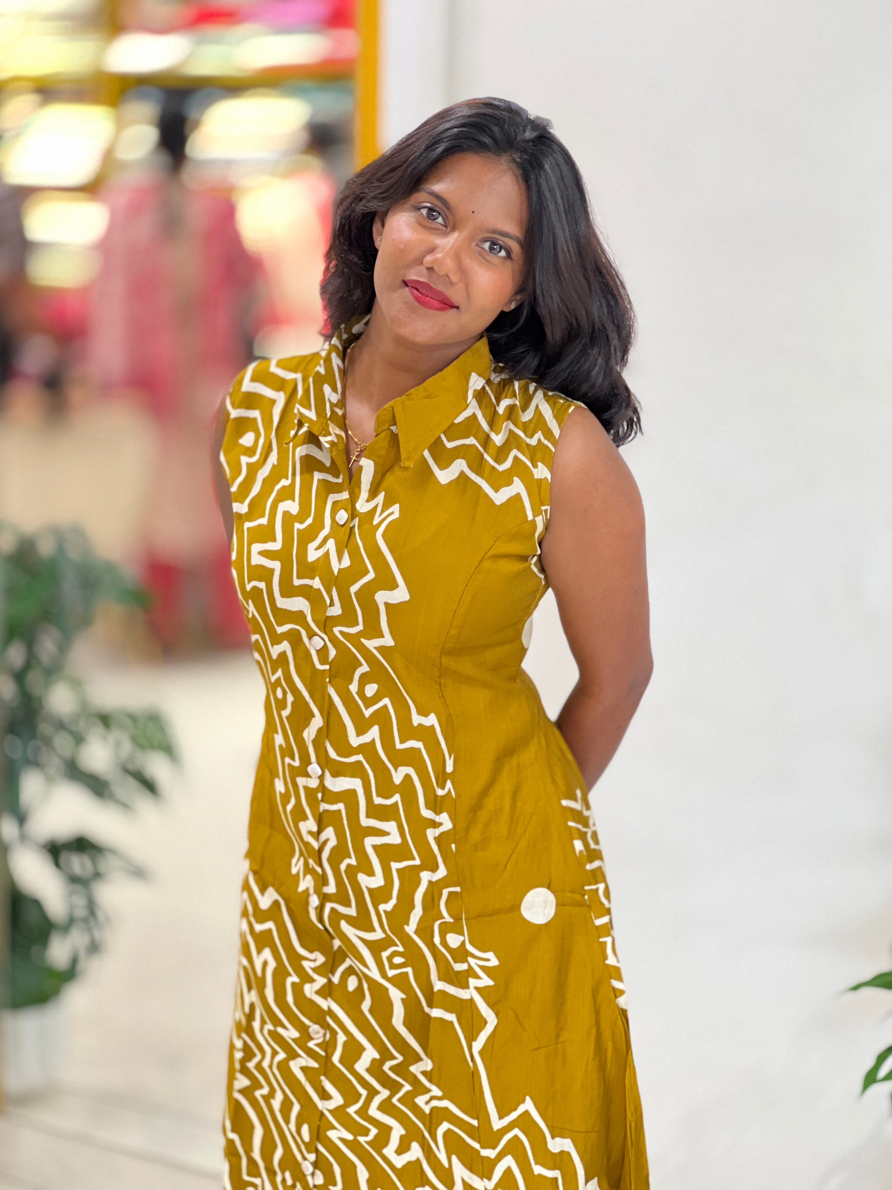 Geometric Print Patterned Rayon Kurta Set | YV106