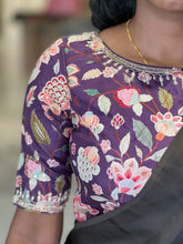 Floral Print With Hand Work Highlighted Chanderi Stitched Blouse | IT156