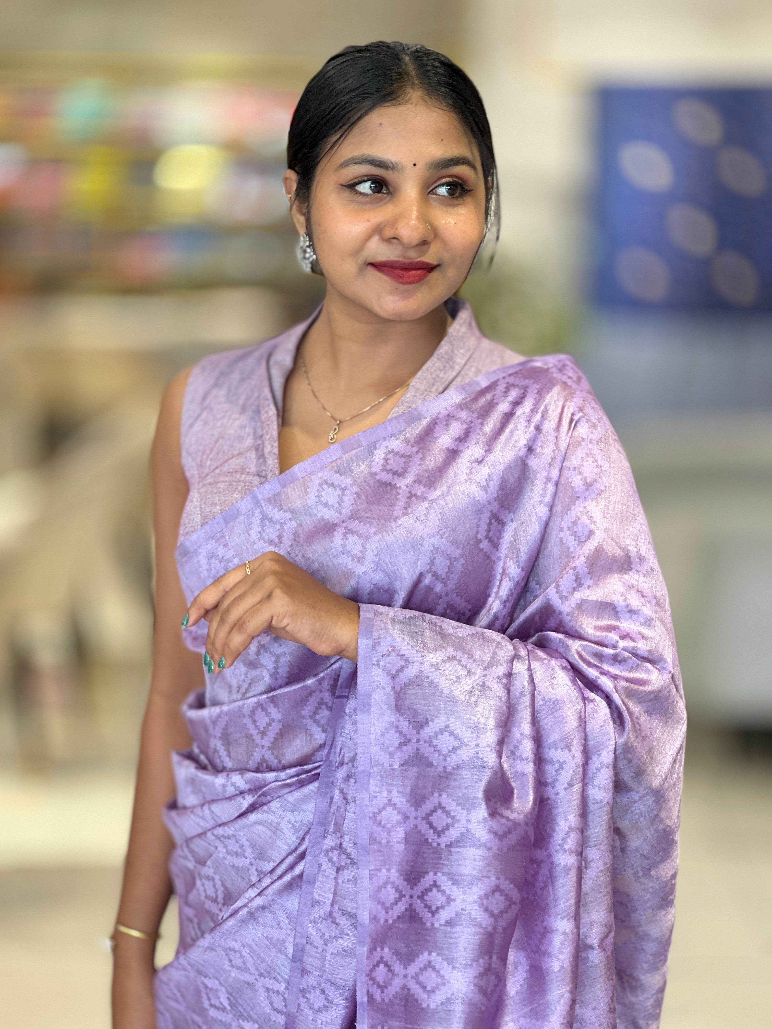 Self Weaving Geometric Patterned Tussar Saree | PNS203