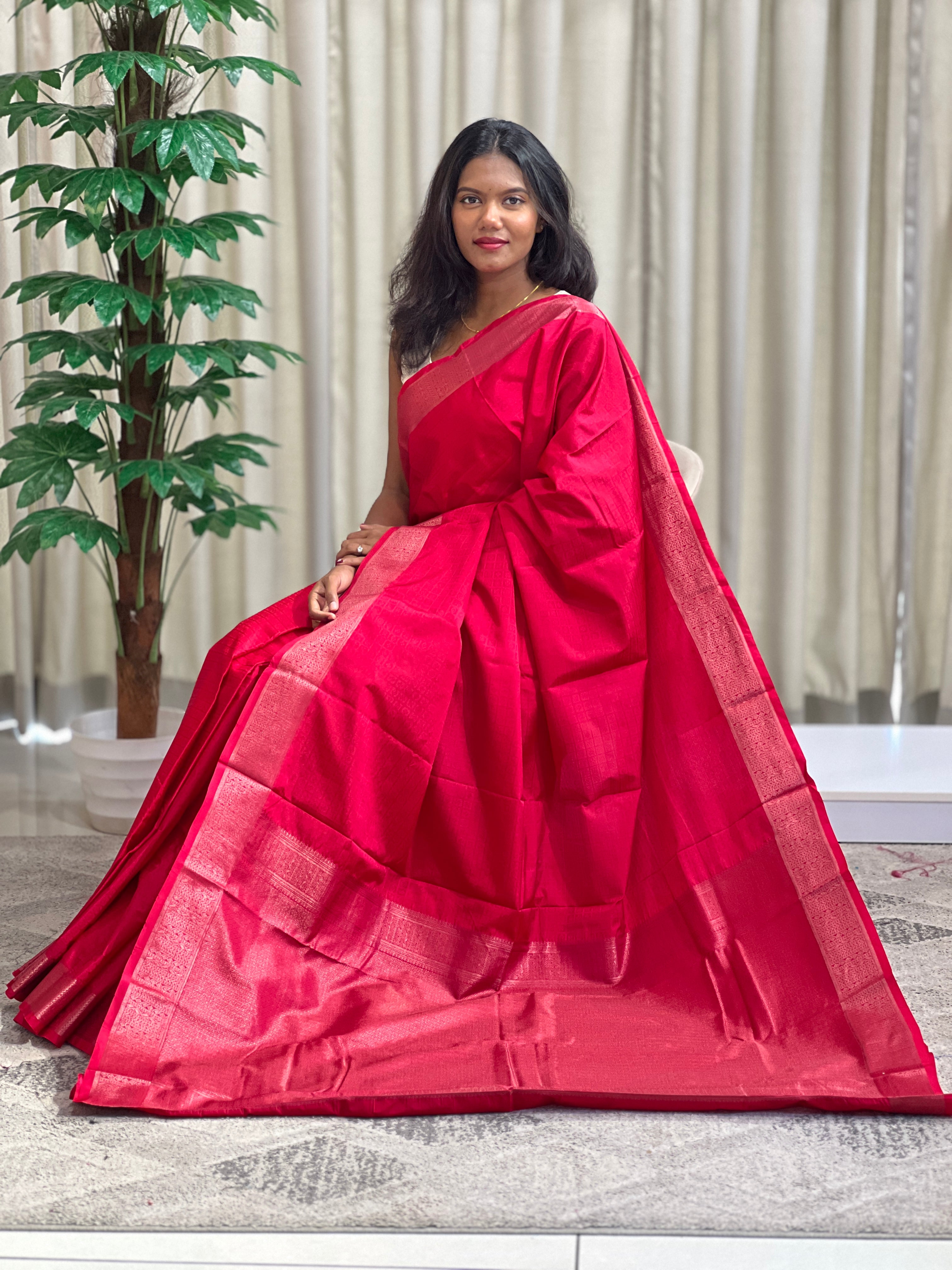 Embossed Weaved Pattern Semi  Soft Silk Saree | SEN116