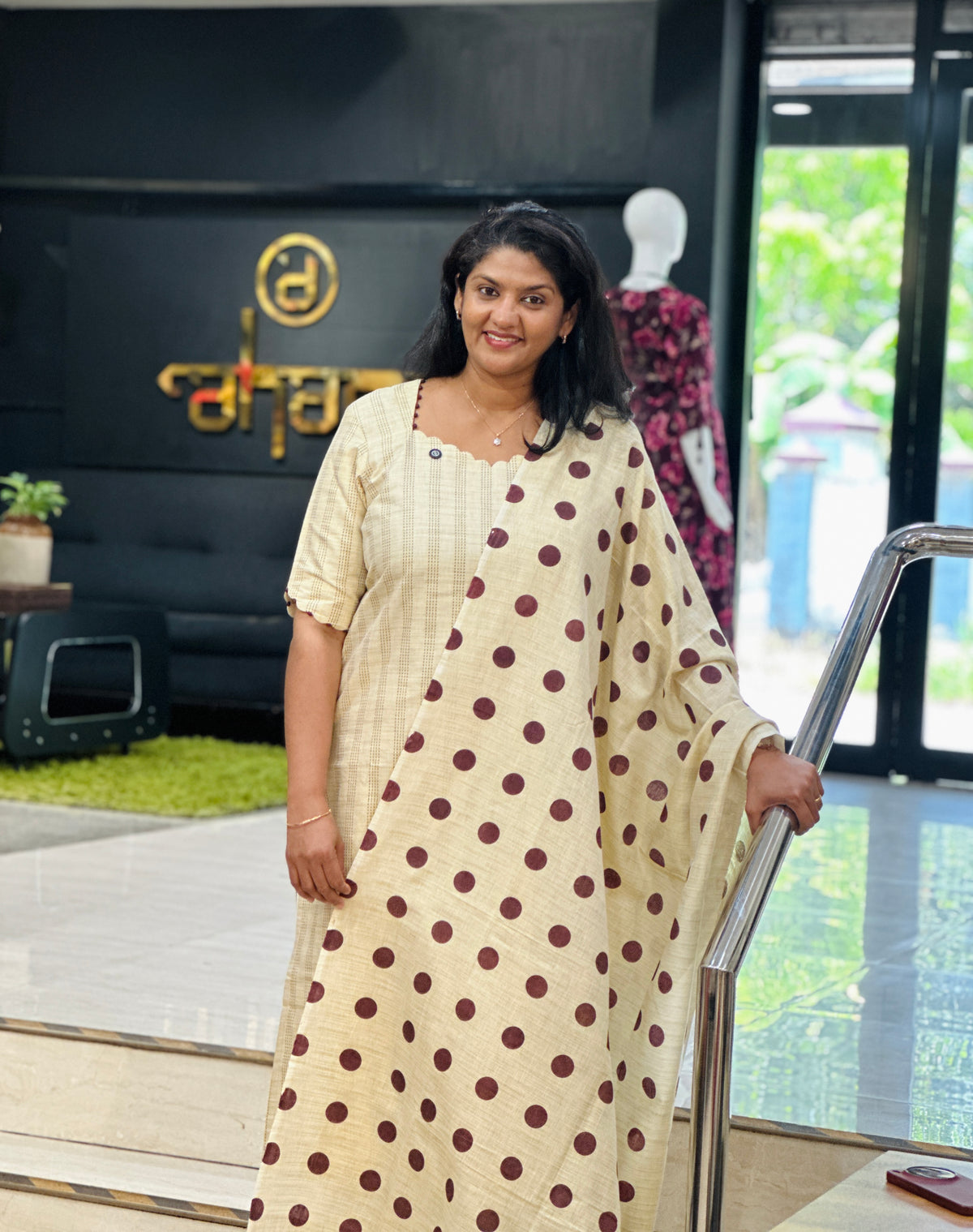 Line Weaved Pattern Bhagalpuri Linen Salwar Set | SS1471