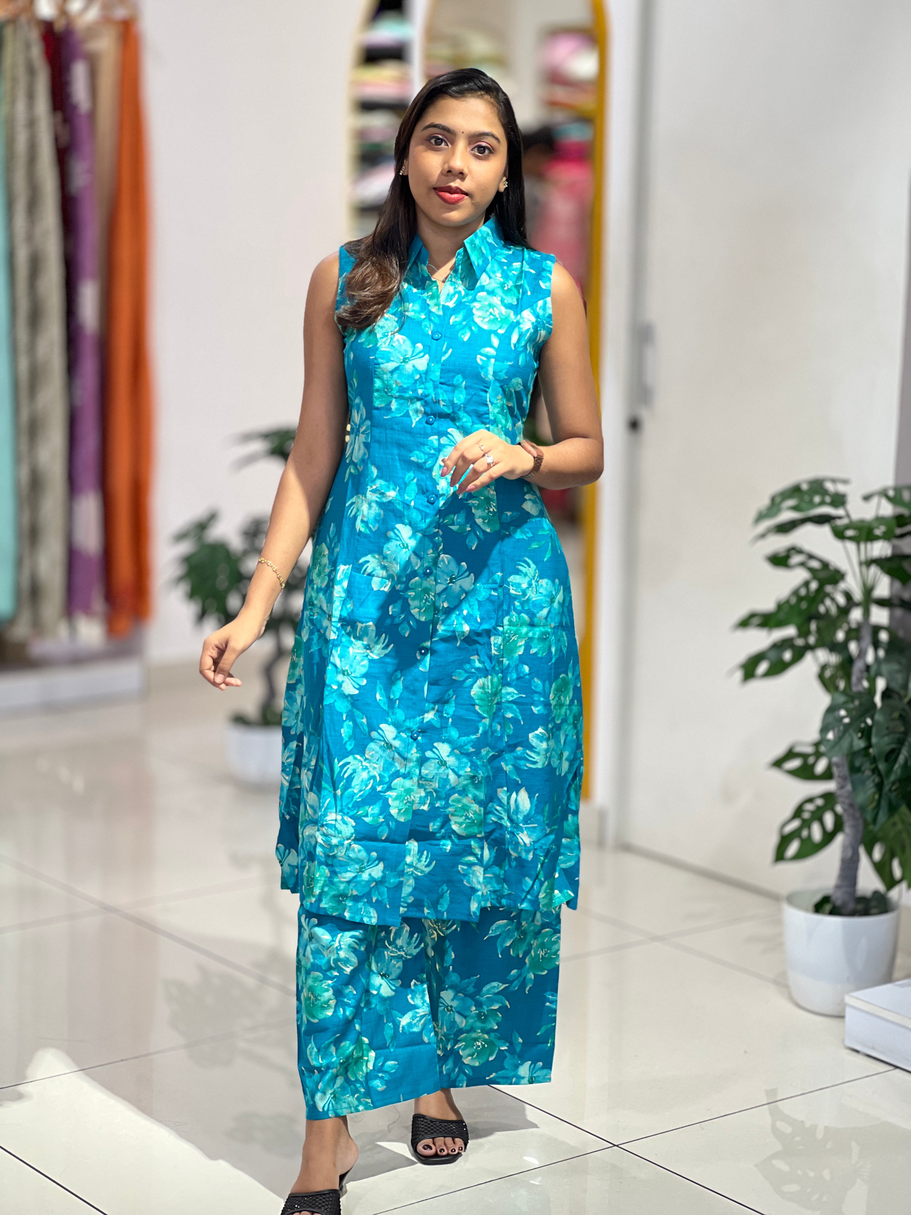 Floral Printed Rayon Cotton Kurta Set | YV105