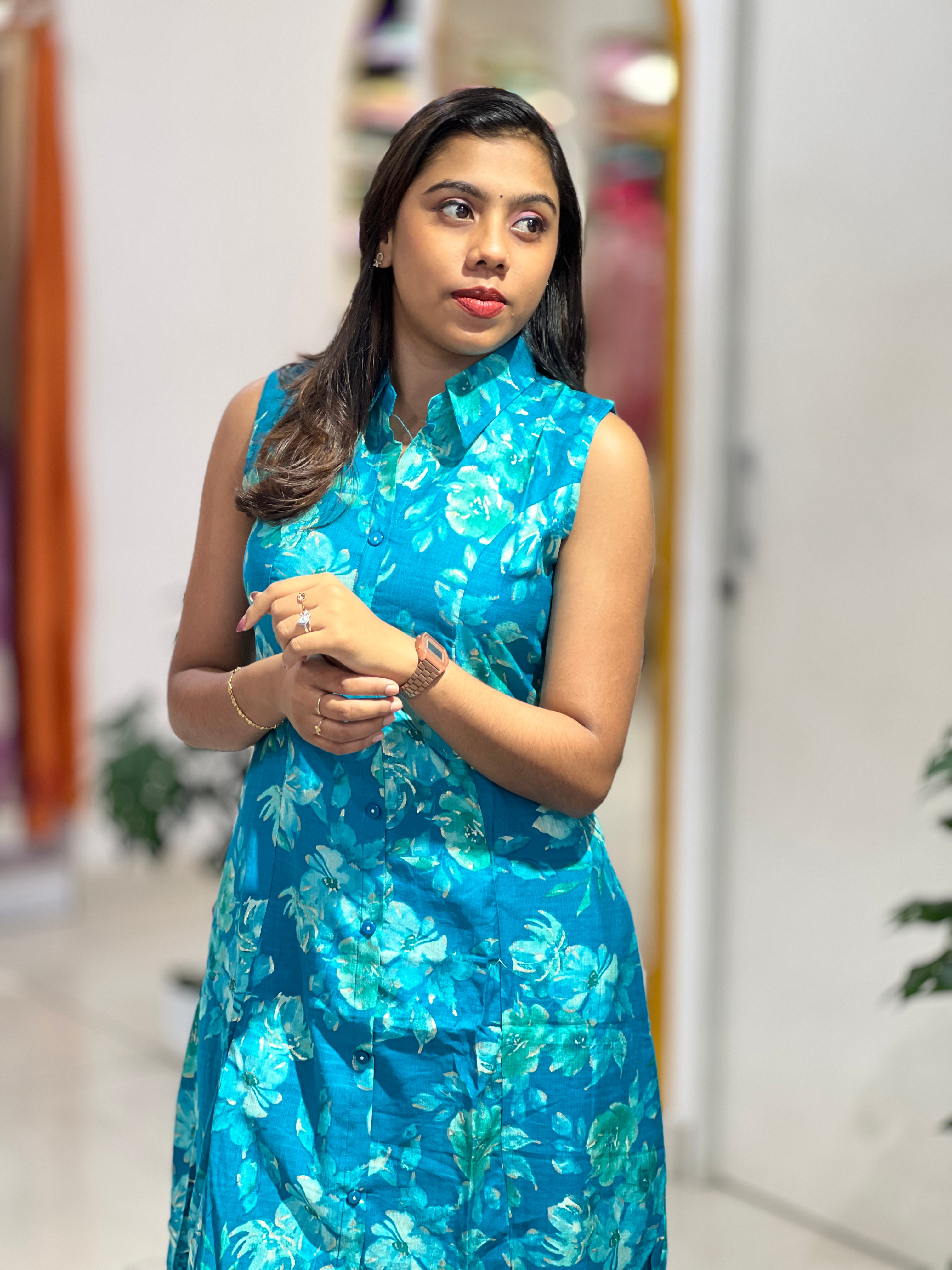 Floral Printed Rayon Cotton Kurta Set | YV105