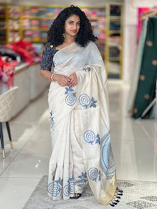 Jamdani Weaving Patterned Cotton Blend Saree | BLD874