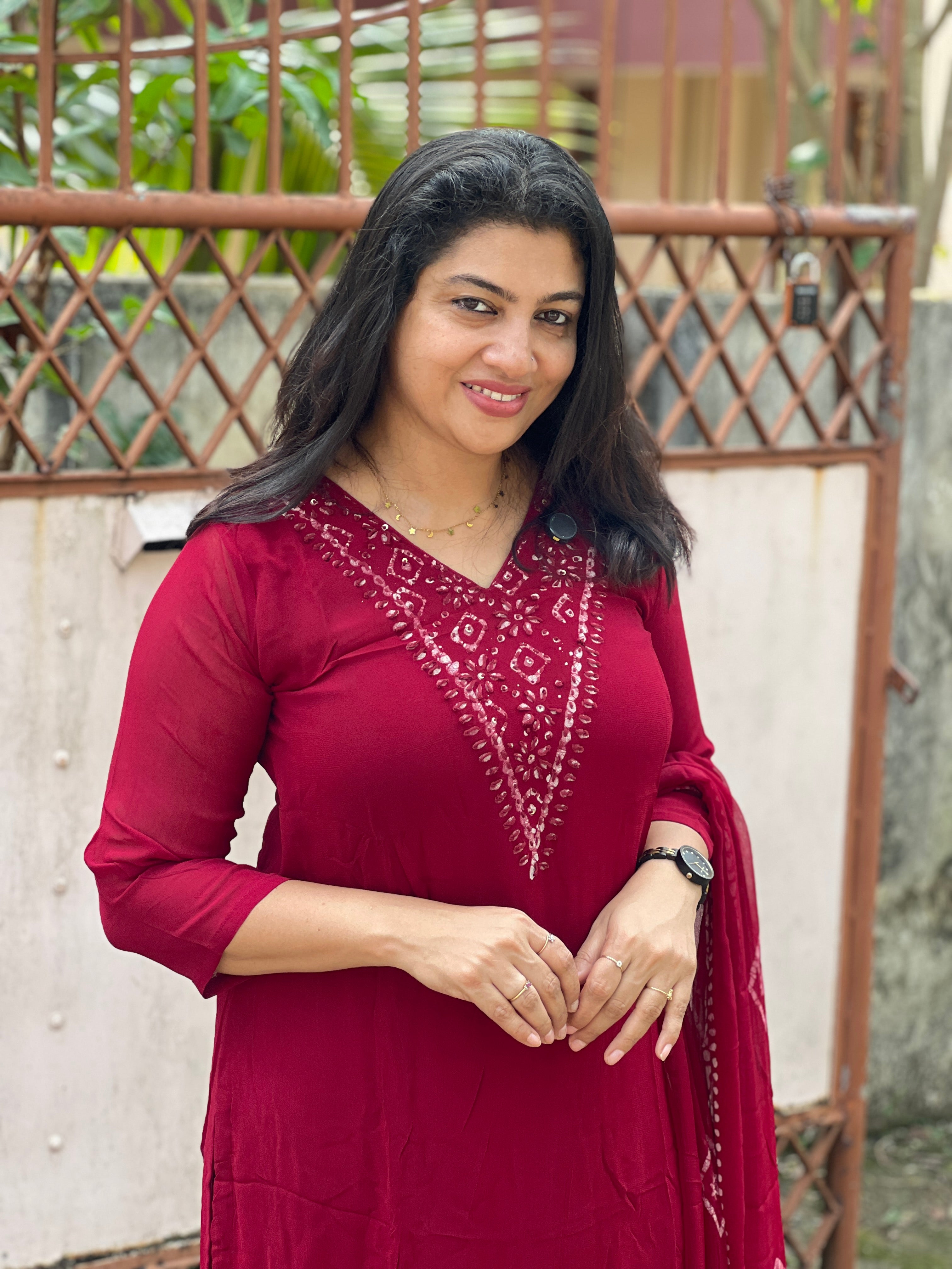 Hand Batik Printed Georgette Kurta Set | SLM144