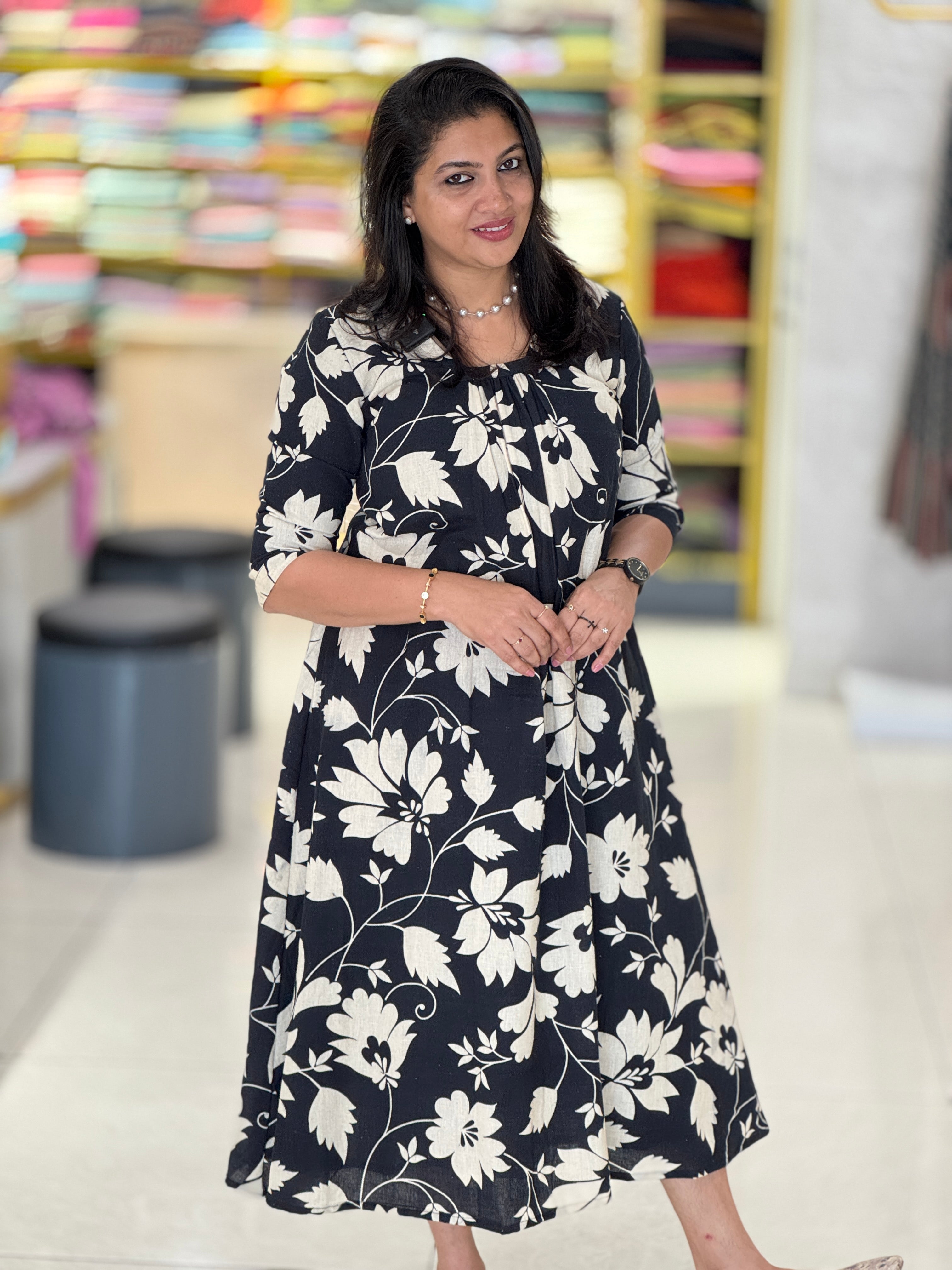 Floral Digital Printed Linen Kurta Material | RMNAF114