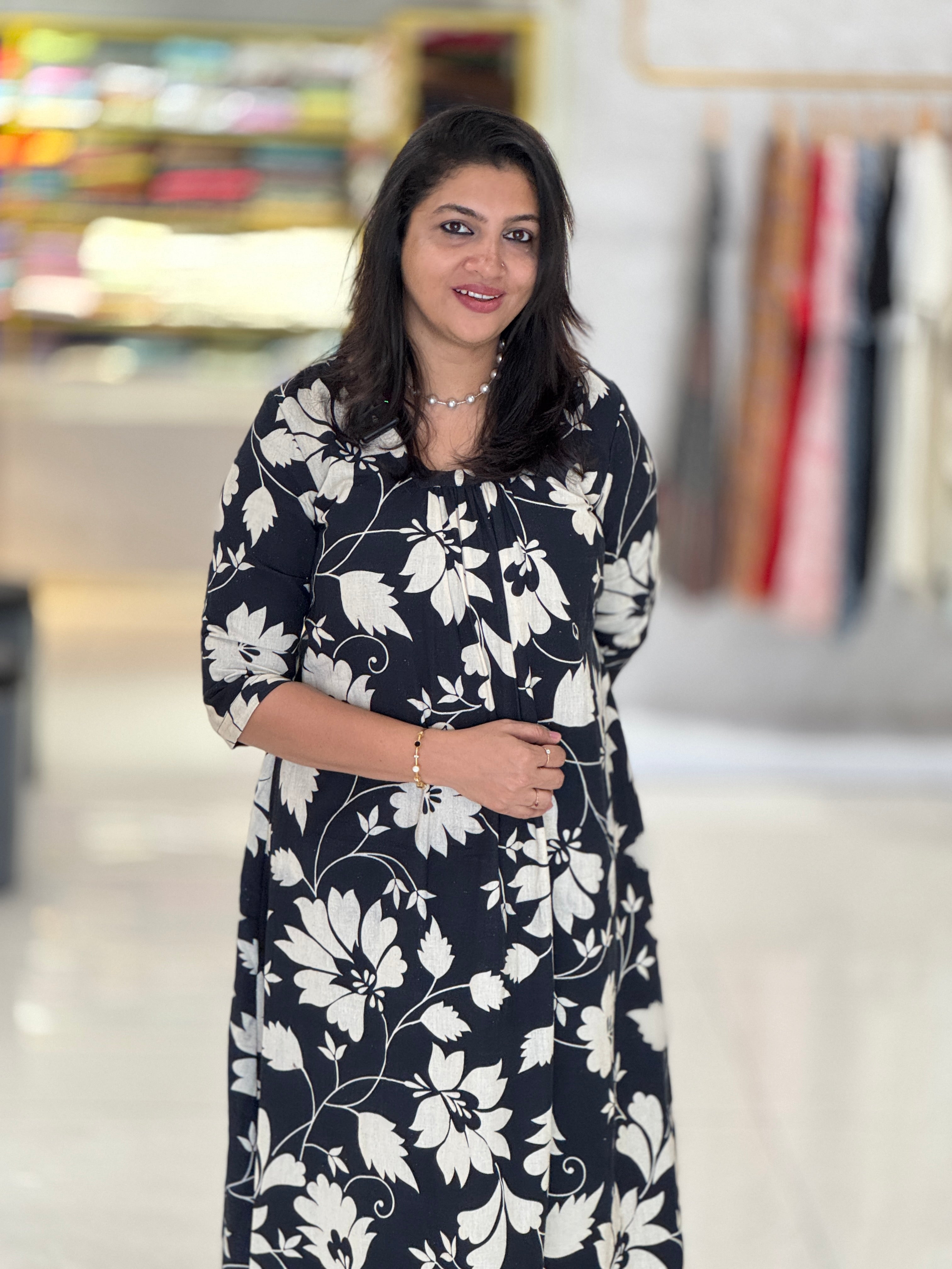 Floral Digital Printed Linen Kurta Material | RMNAF114