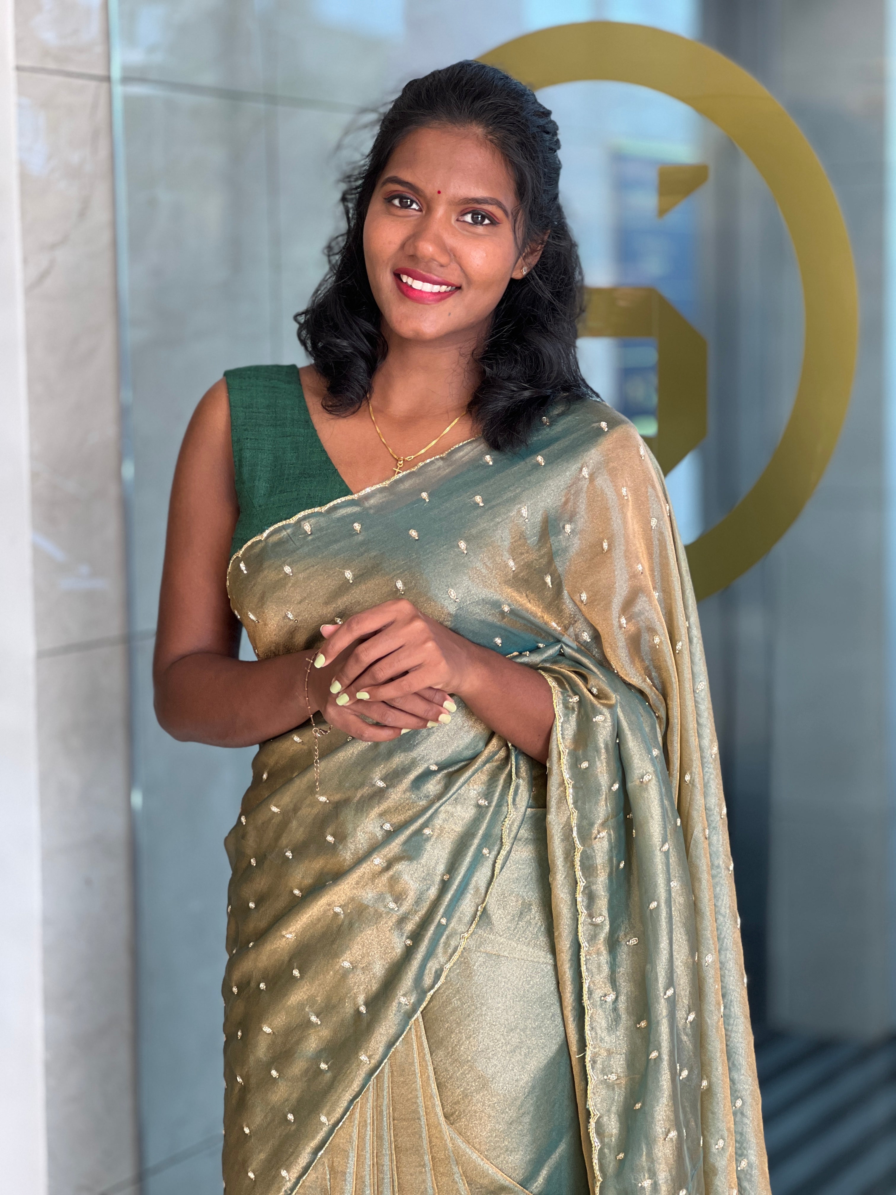 Hand Work Shimmer Georgette Saree | SBP830