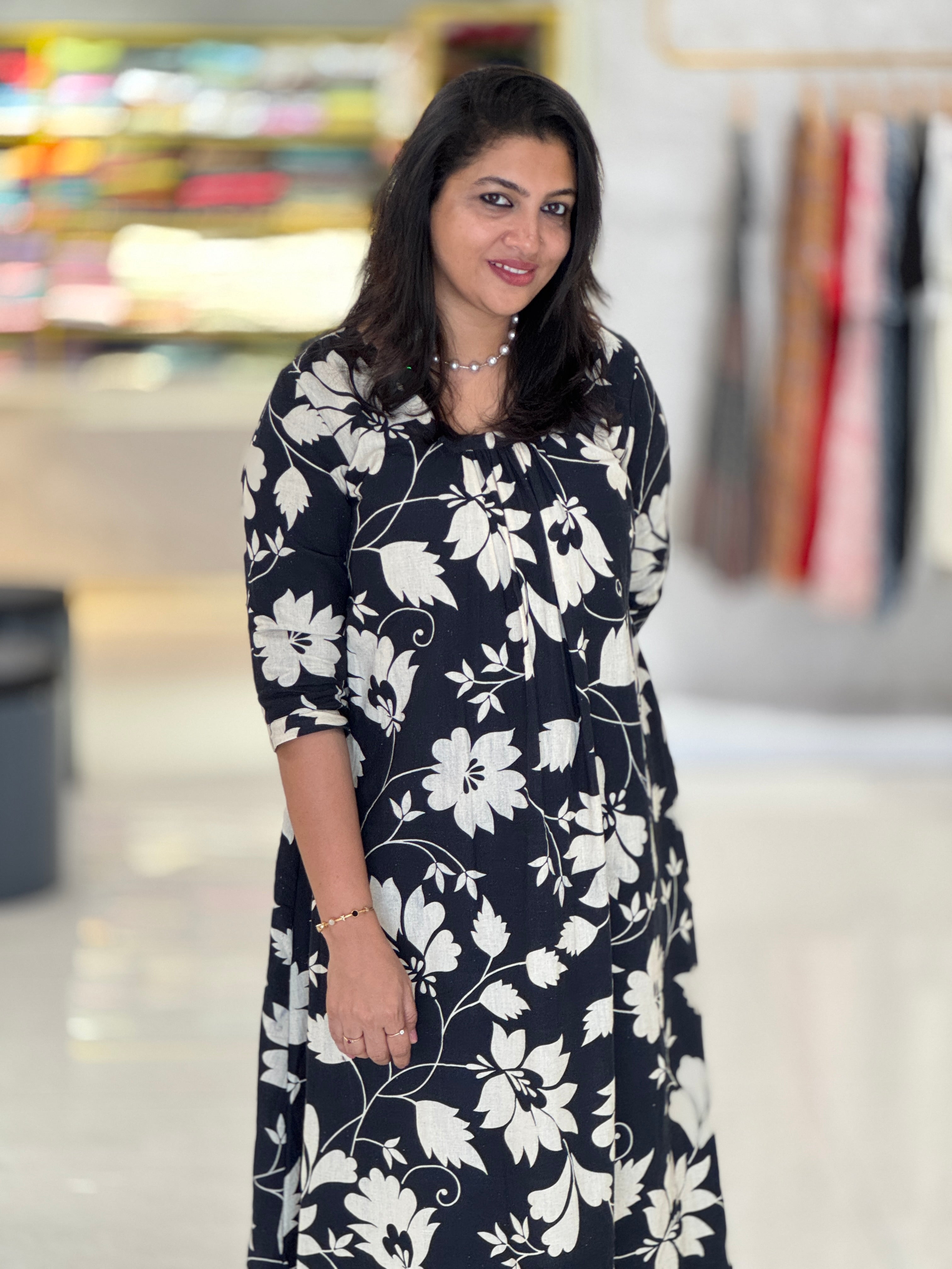 Floral Digital Printed Linen Kurta Material | RMNAF114