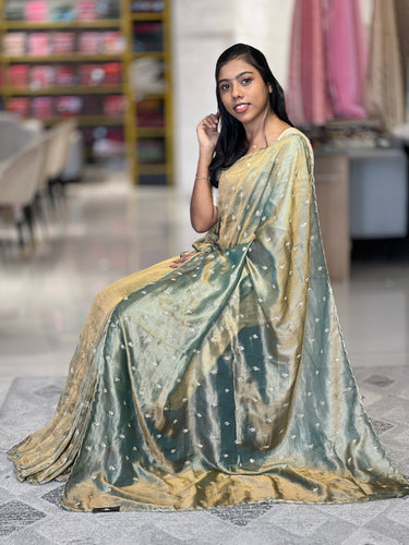 Sugar Beads Detailed Shimmer Georgette Saree | SBP849