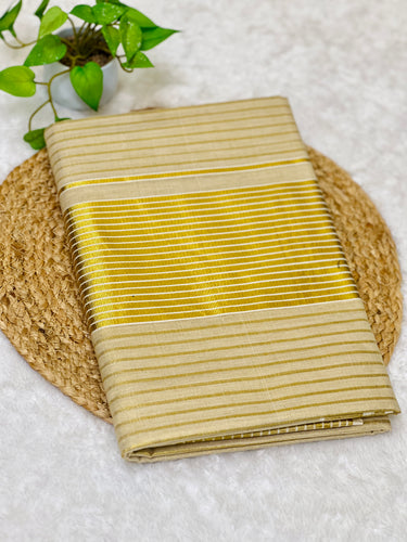 Golden Zari Stripe Weaving Patterned Tissue Saree | GAT317