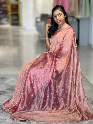 Sugar Beads Detailed Shimmer Georgette Saree | SBP850