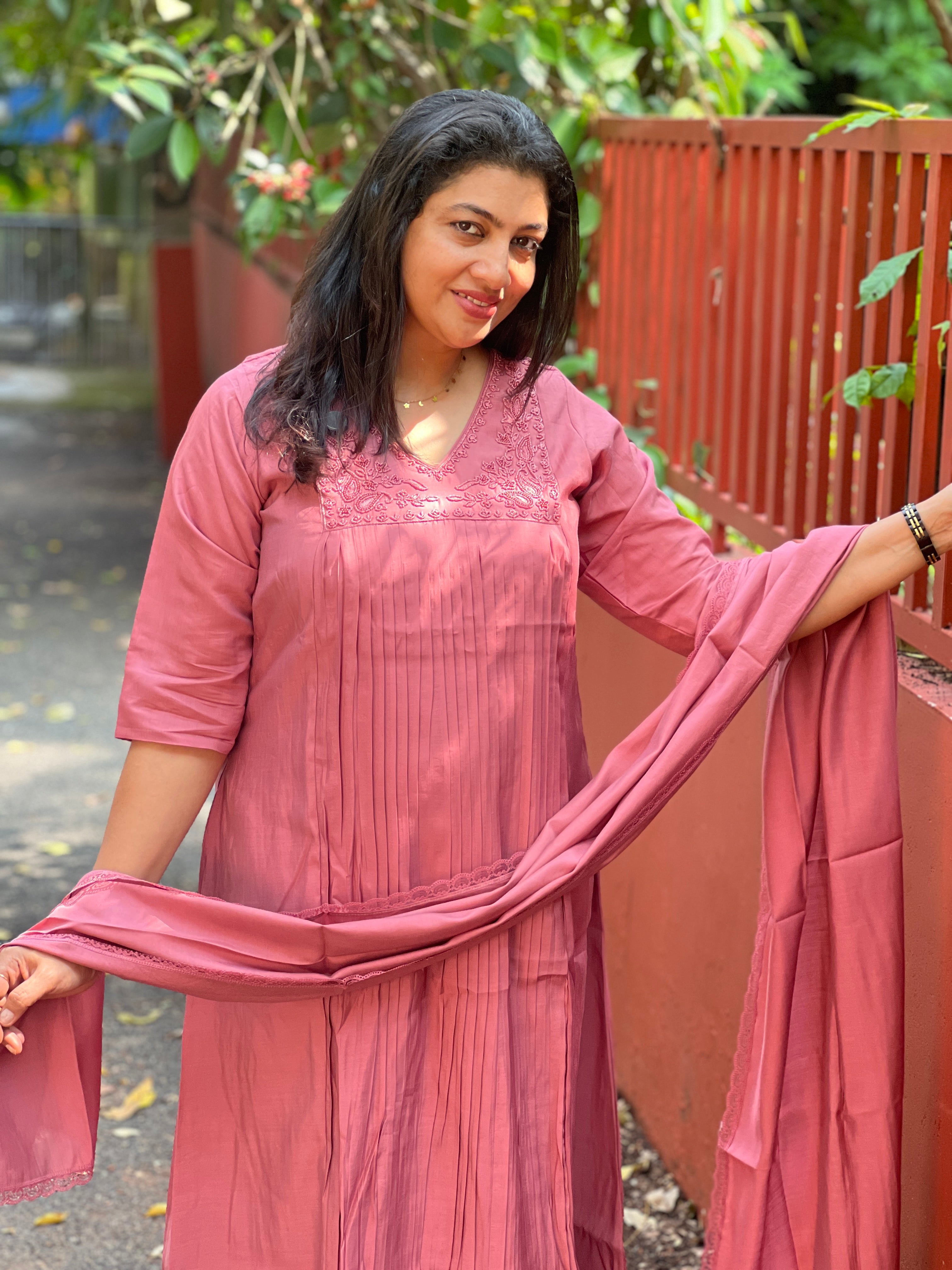 Sugar Beads & Thread Embroidered Semi Tussar Kurta Set | SLM133